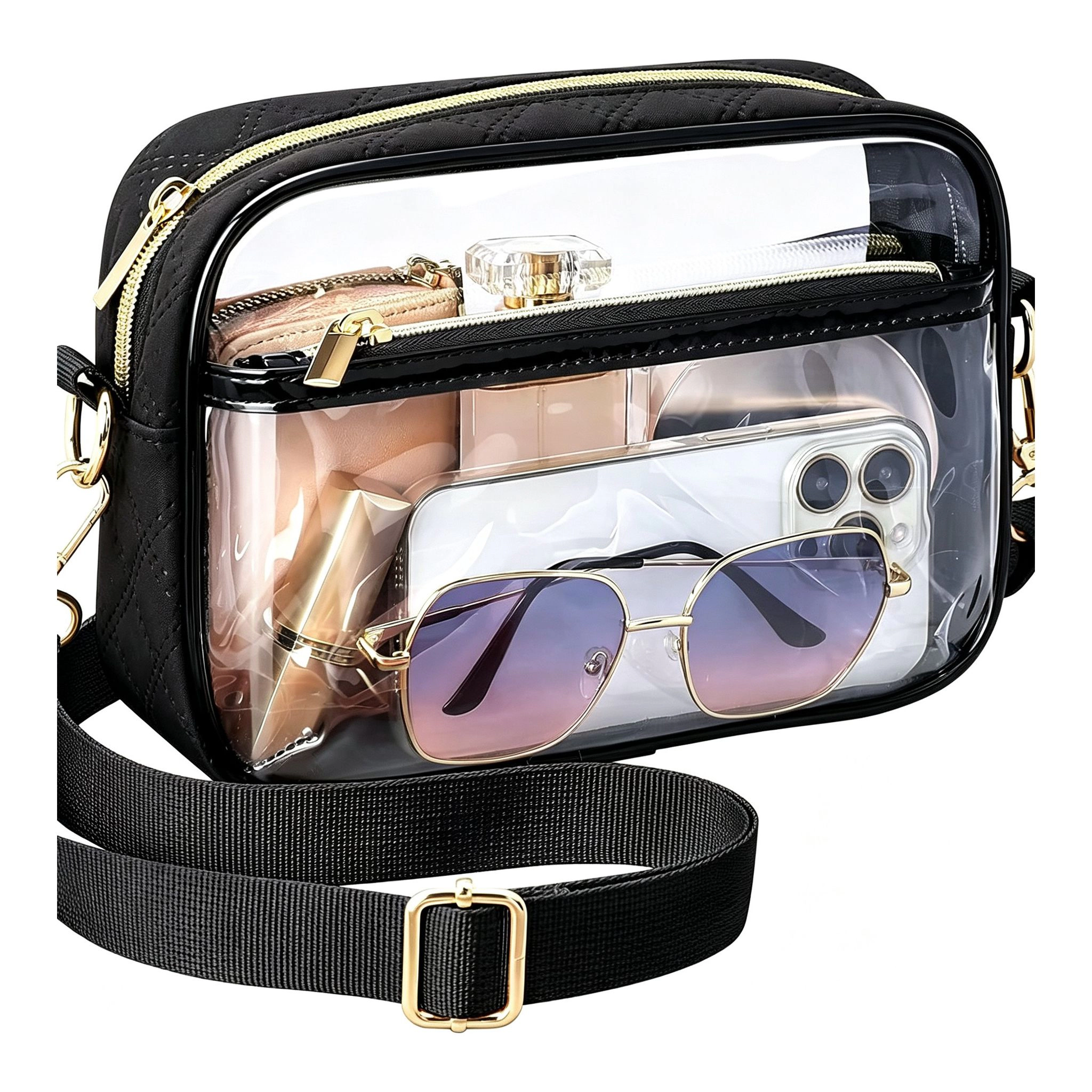 Alilang Women's Clear Stadium Crossbody Bag with Front Pocket, Zipper Closure and Adjustable Removable Shoulder Strap