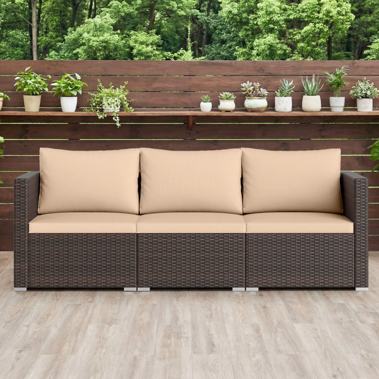 Hivvago 3 Pieces Outdoor Sectional Sofa Set With Soft Cushions