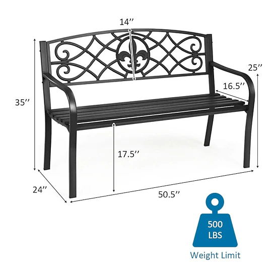 Hivvago Patio Heavy-Duty Metal Garden Bench