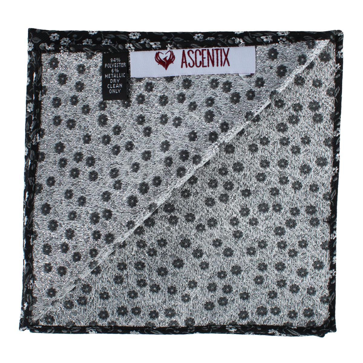 Ascentix Metallic Flowers and Leaves Pocket Square