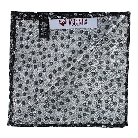 Ascentix Metallic Flowers and Leaves Pocket Square