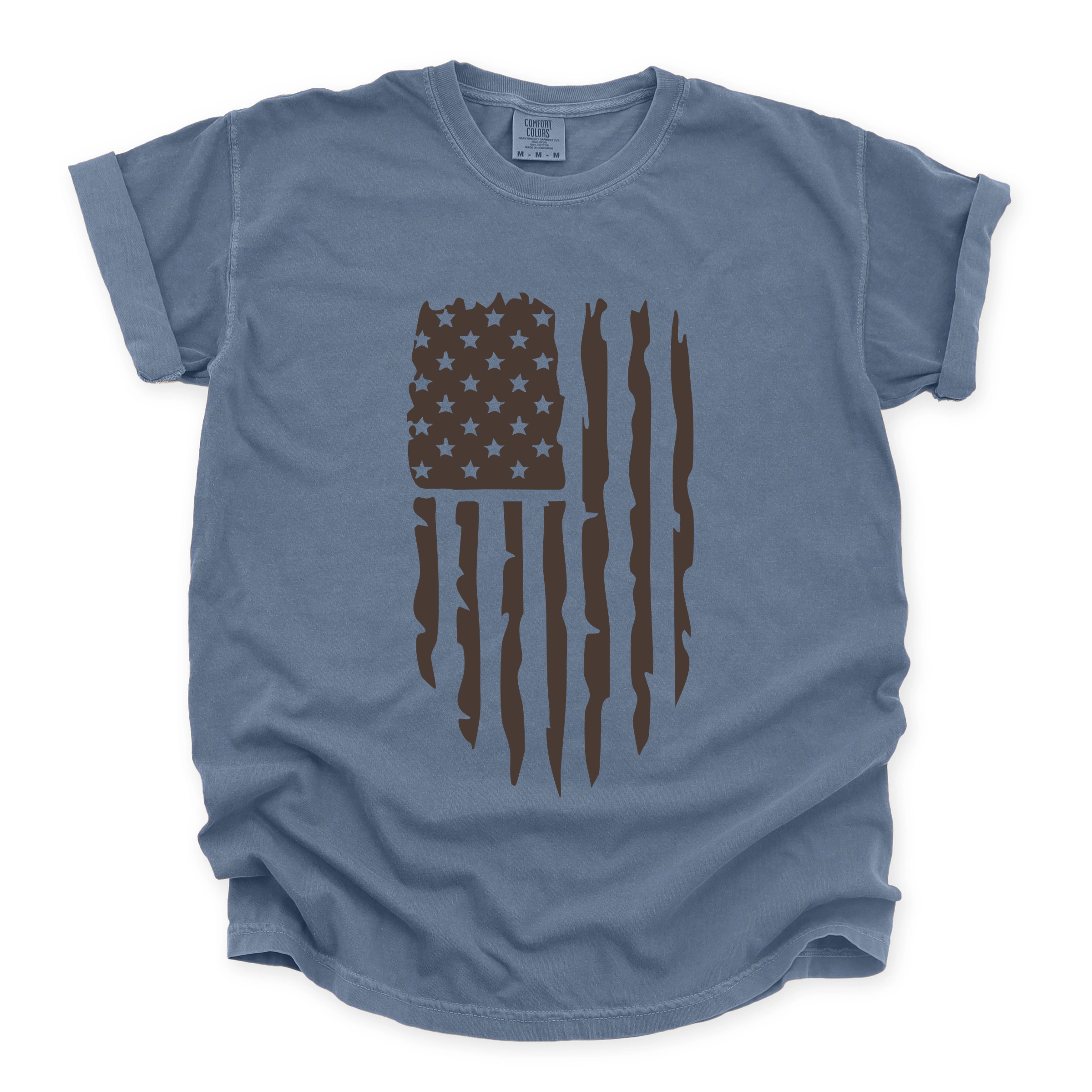 Simply Sage Market - American Flag Distressed Men's Garment Dyed Graphic T-shirt