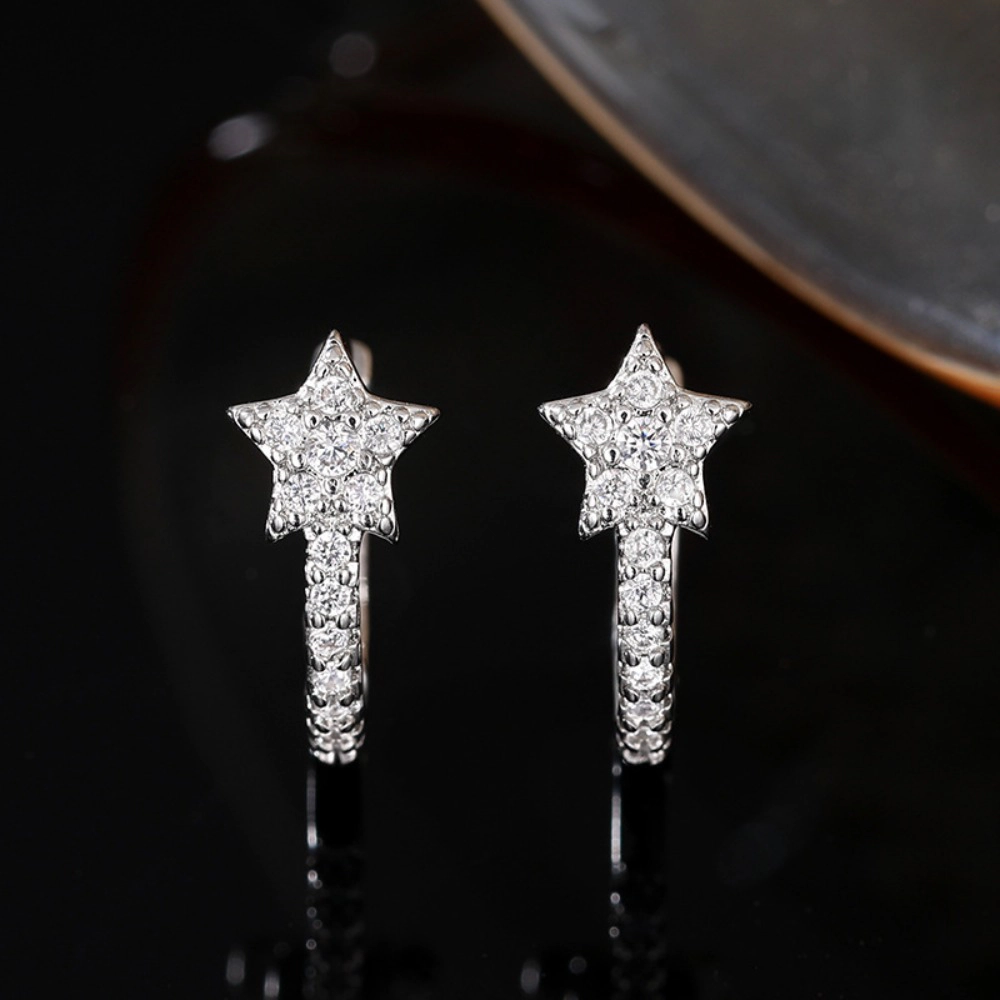 Dazzling Stars Hoop Earrings Full with Cubic Zirconia