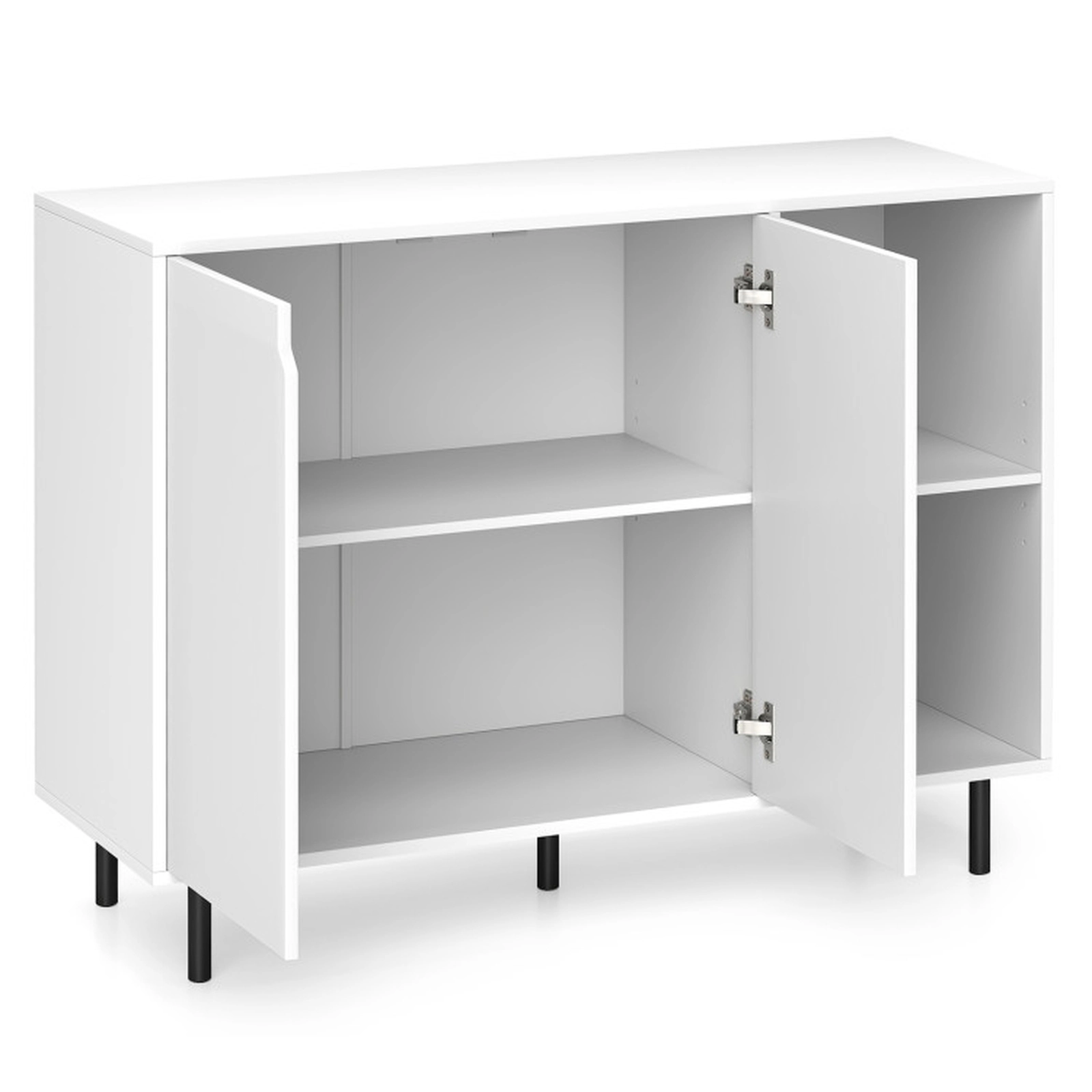 SUGIFT 42-in 200-lb Countertop White Sideboard Buffet Cabinet with 5-Level Adjustable Shelves and Metal Legs