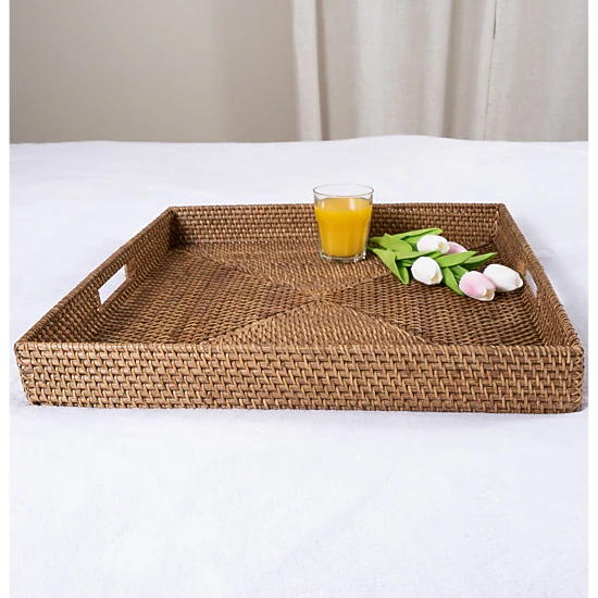 Saboga Home™ Square Ottoman Tray with Cutout Handles
