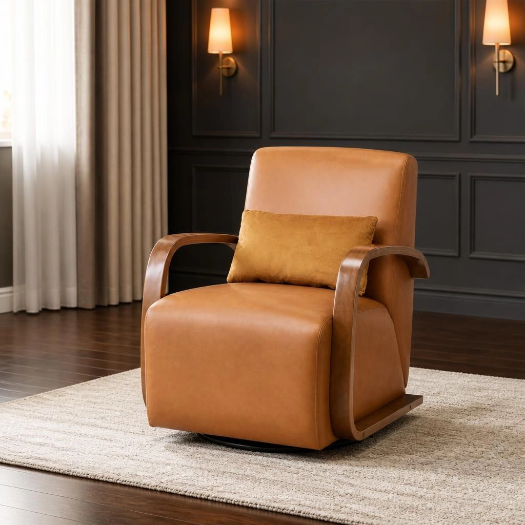 GOODSILO Bent Wood Frame Upholstered Accent Chair