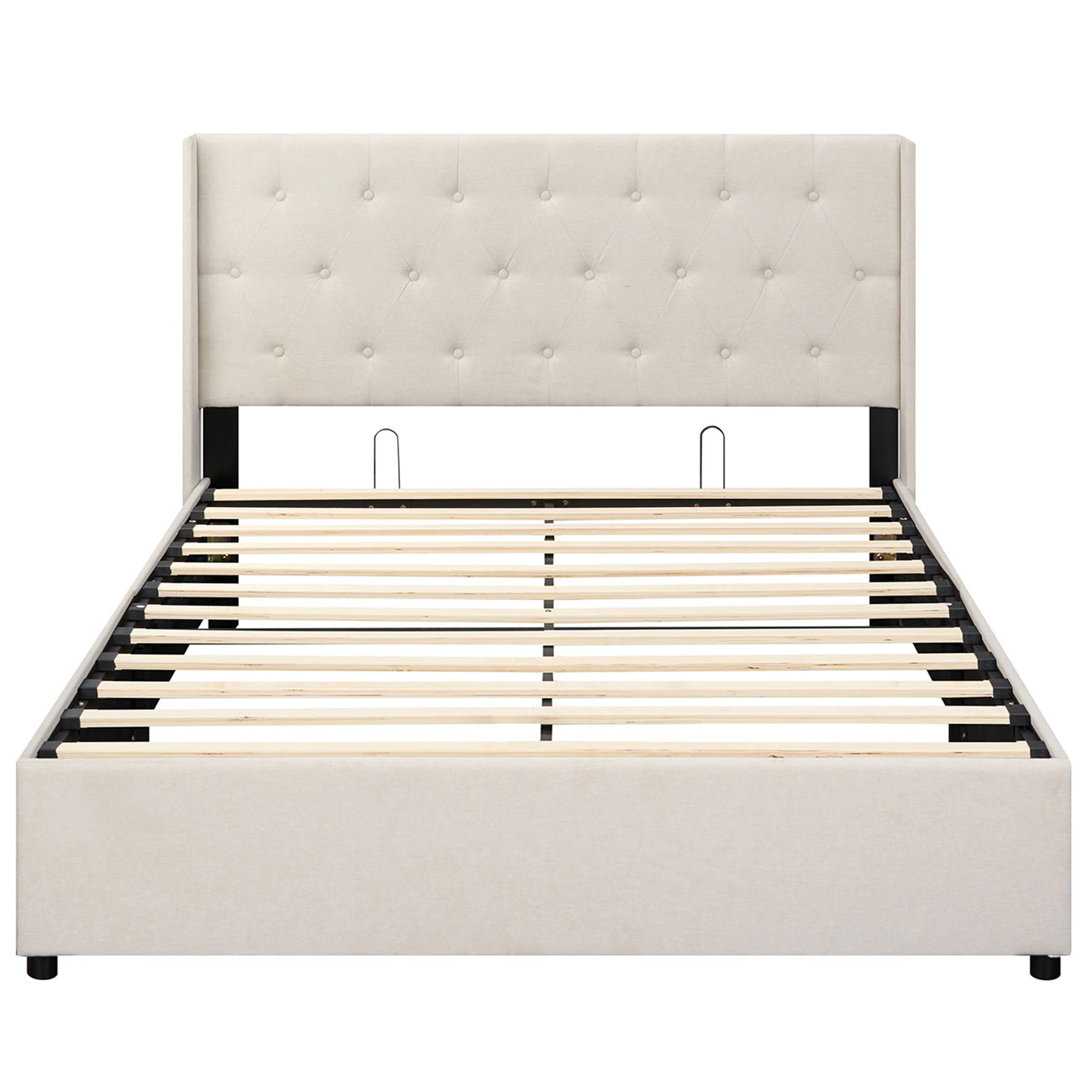 LJG Queen Lift-up Storage Bed Modern Linen Upholstered Platform