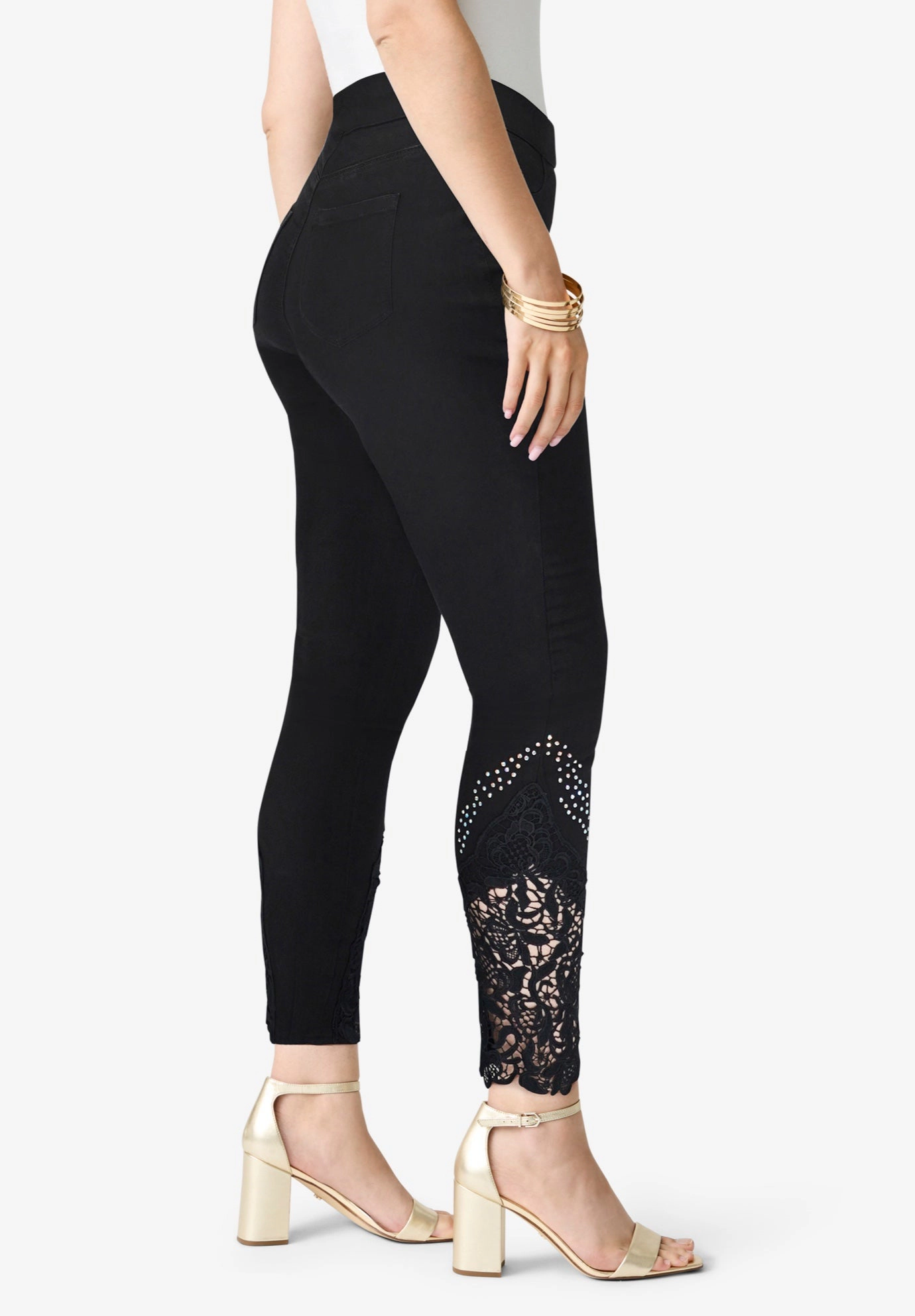 Roaman's Women's Plus 360° Stretch Lace Applique Jean