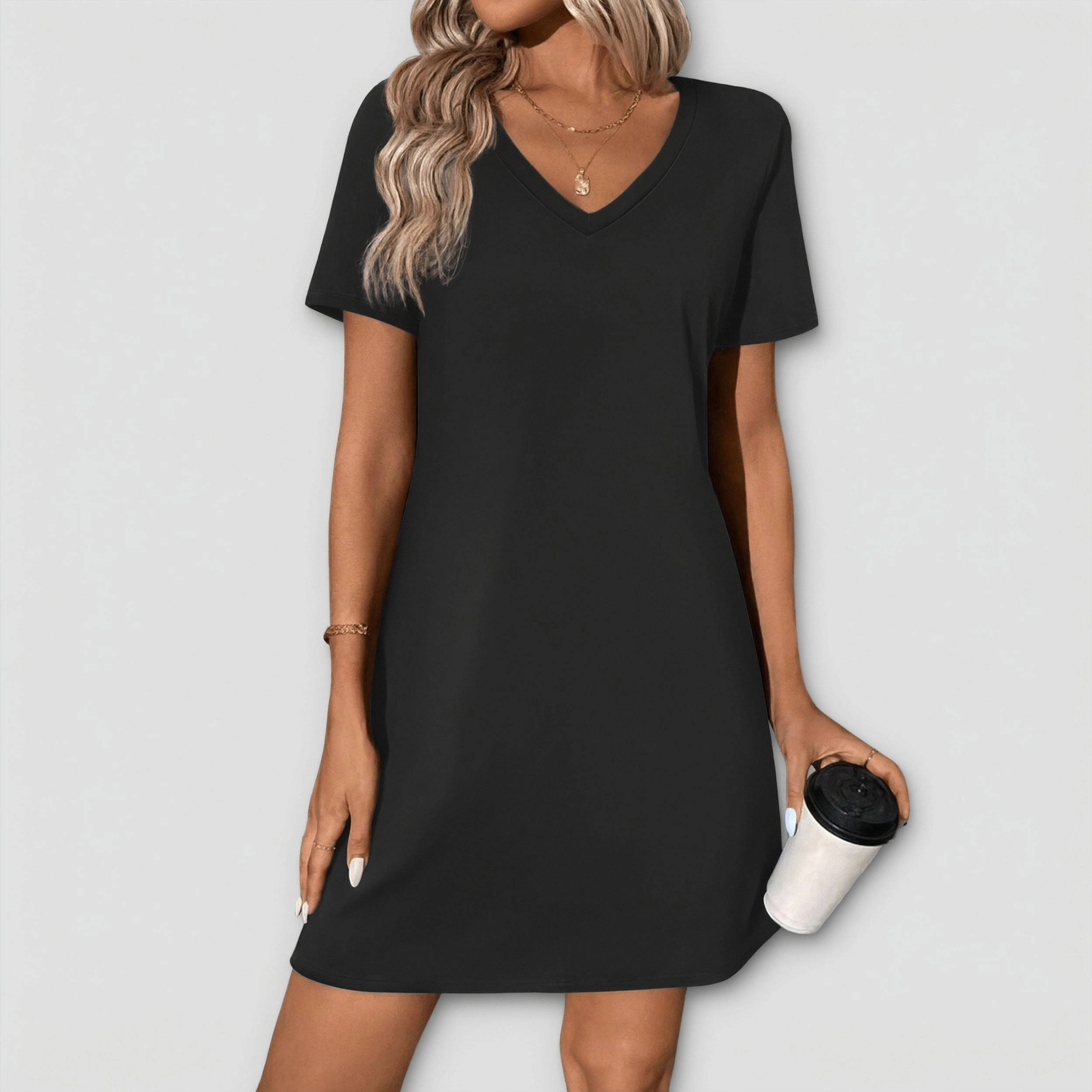 Ekouaer Women’s Cotton Nightgown Short Sleeve V Neck Sleep Shirt