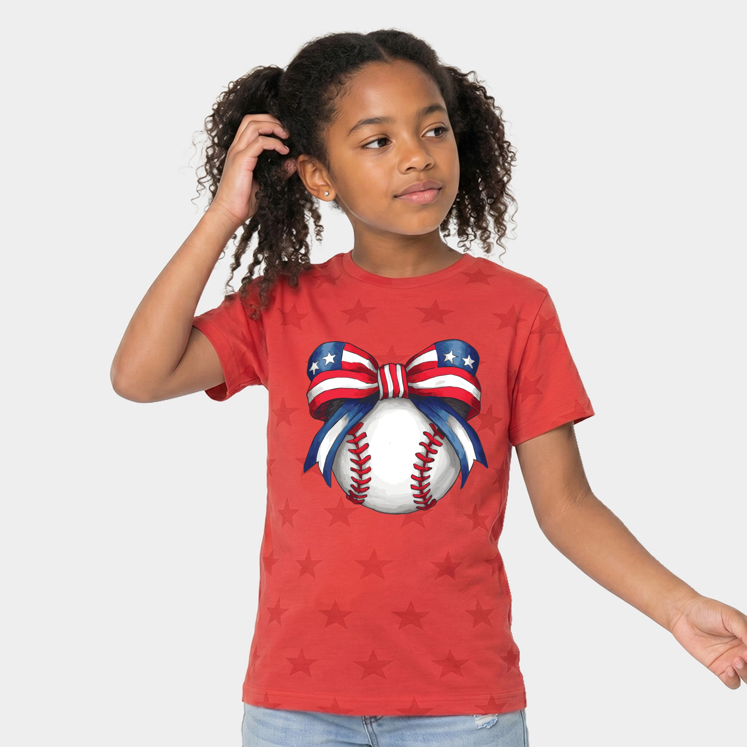 The Juniper Shop - Coquette Patriotic Baseball Youth Short Sleeve Star Tee