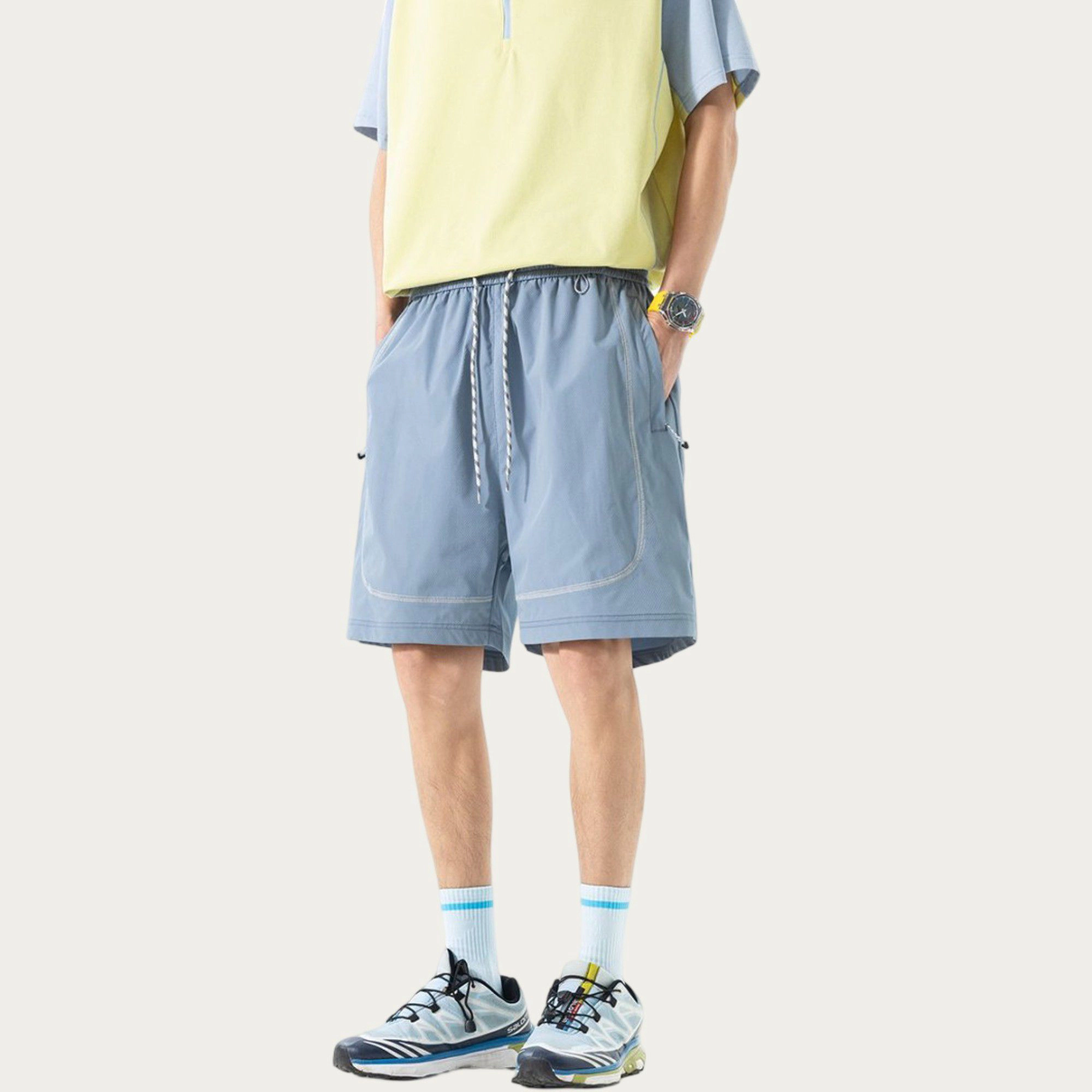 Anna-Kaci Men's Lightweight Athletic Shorts with Elastic Drawstring Waist and Relaxed Seam Design