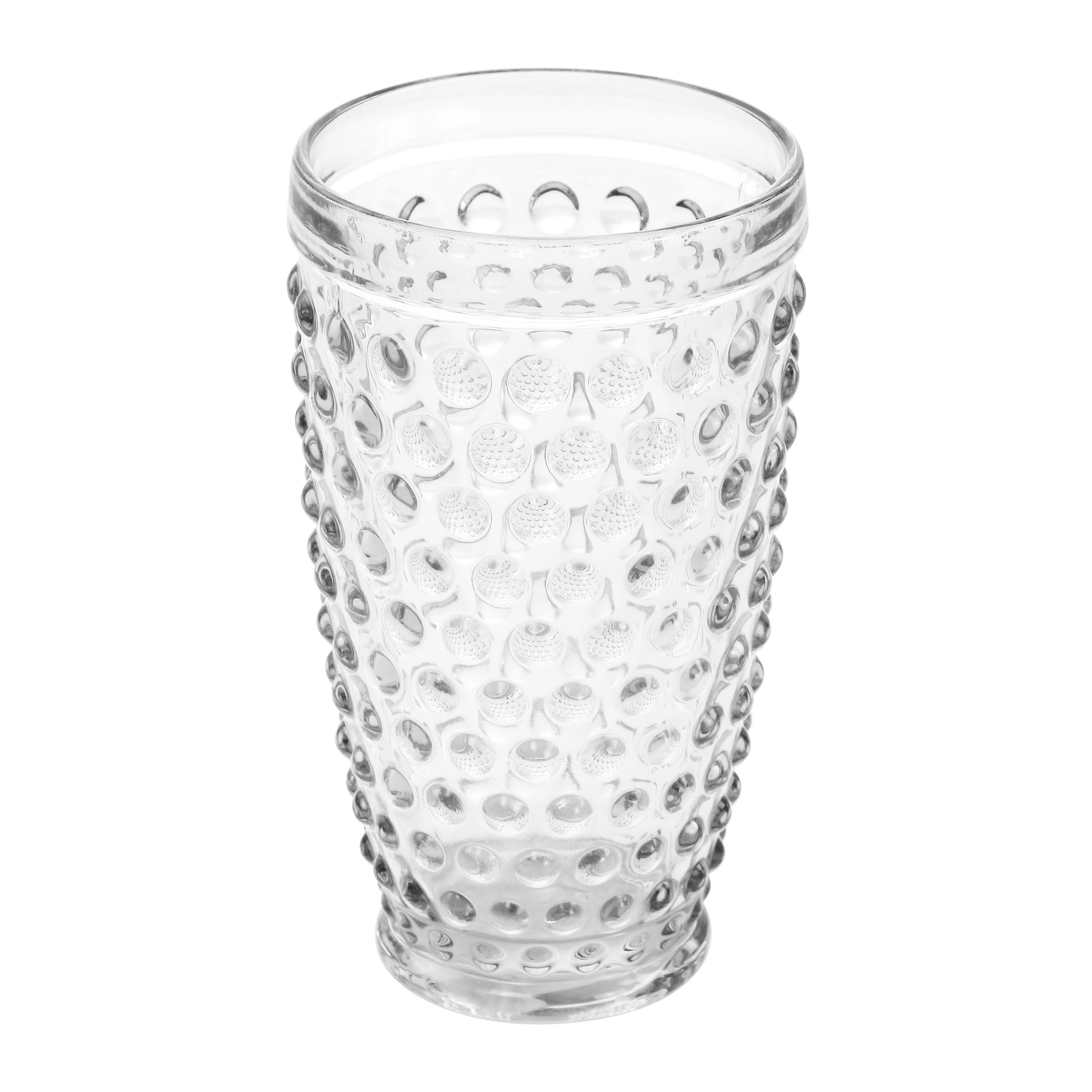 Martha Stewart 6 Piece Hobnail Handmade Glass Tumbler Set in Clear