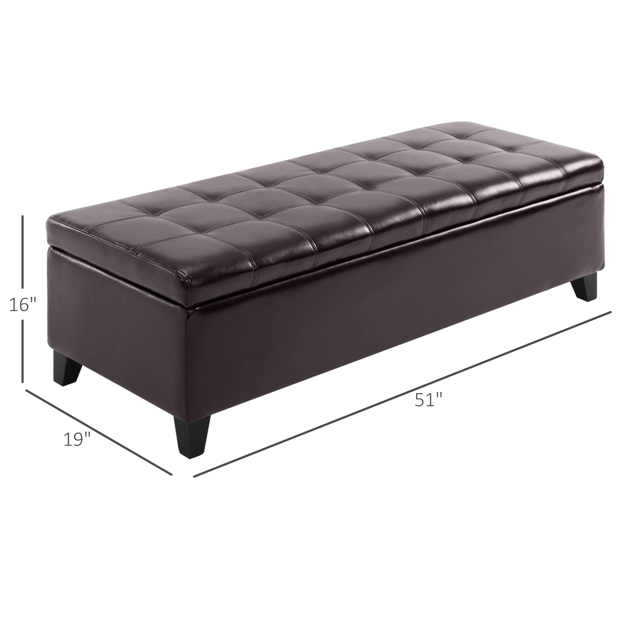 Hivvago 51" Faux Leather Storage Ottoman With Lift Top
