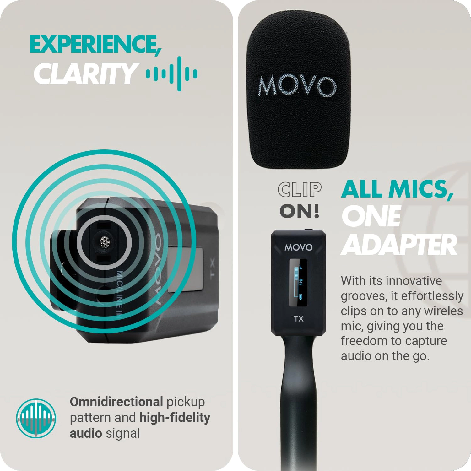 Movo WMX-2 Wireless Lavalier Microphone System with Charging Case and Interview Mic Handle for Cameras