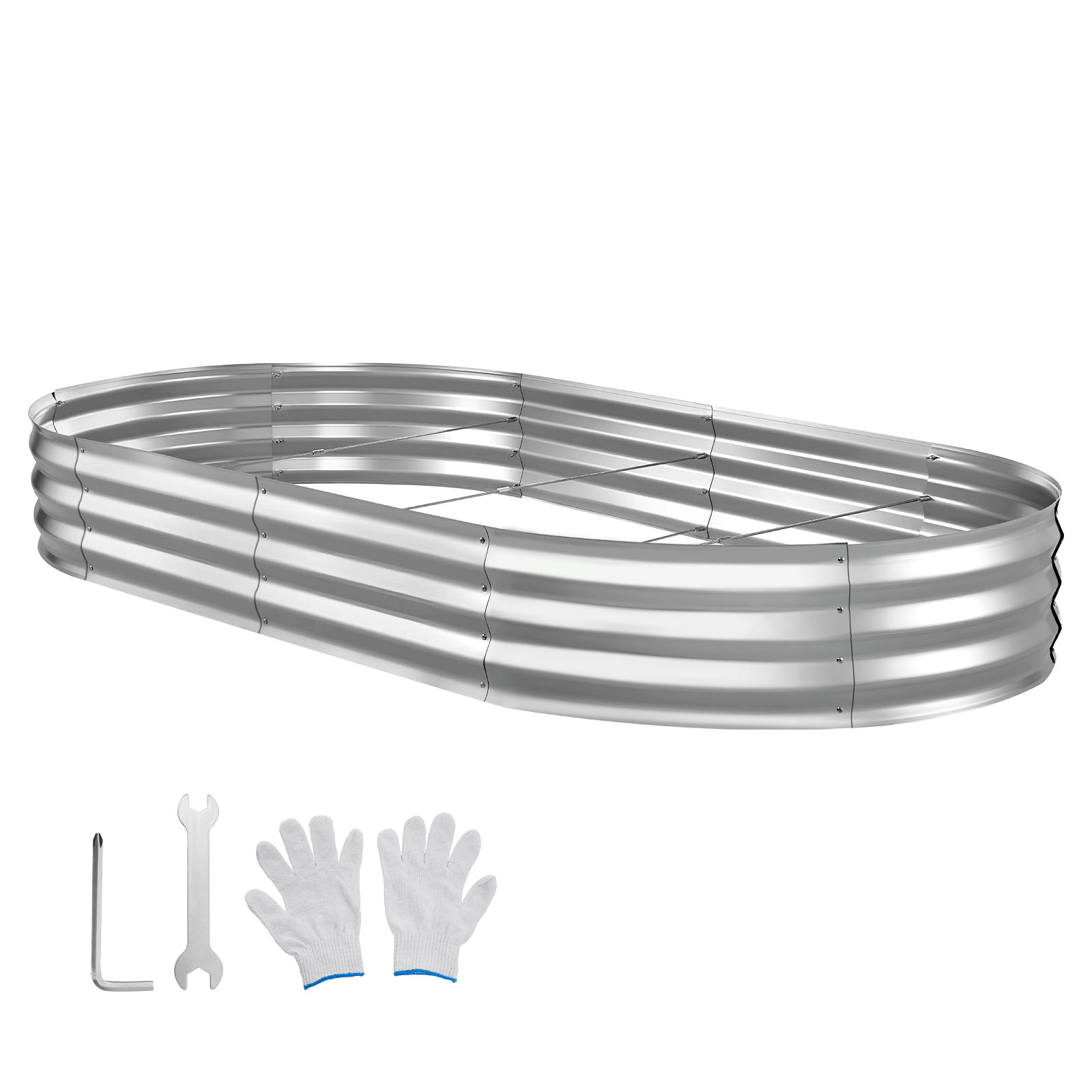 HONGGE Galvanized Raised Garden Bed Oval Metal Planter Box for Flowers Vegetables