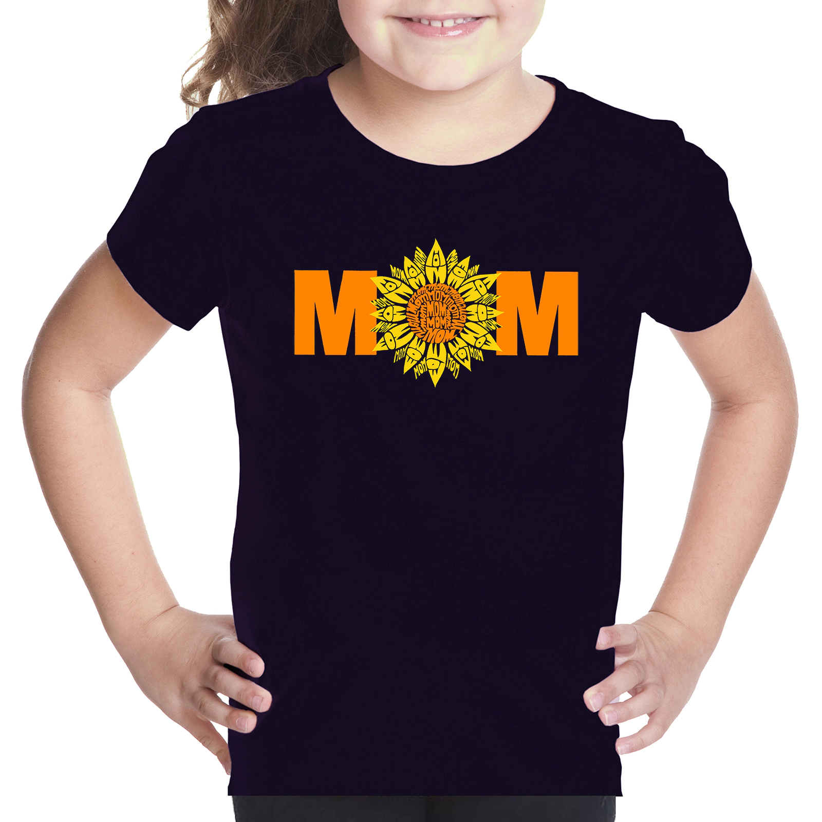 LA Pop Art Girls Word T-Shirt - Mom Sunflower