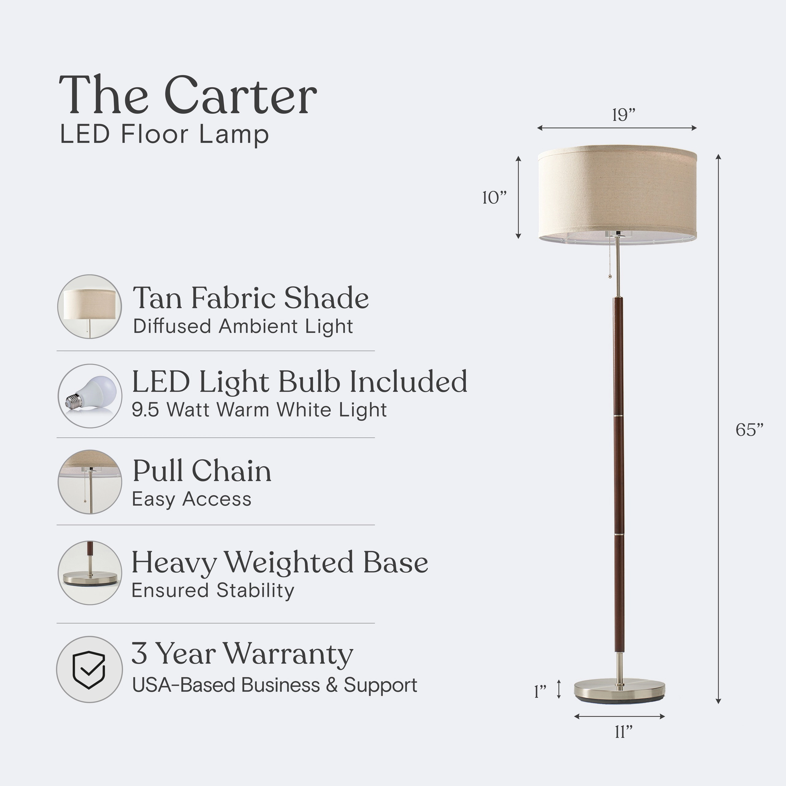 Brightech Carter Wood LED Floor Lamp