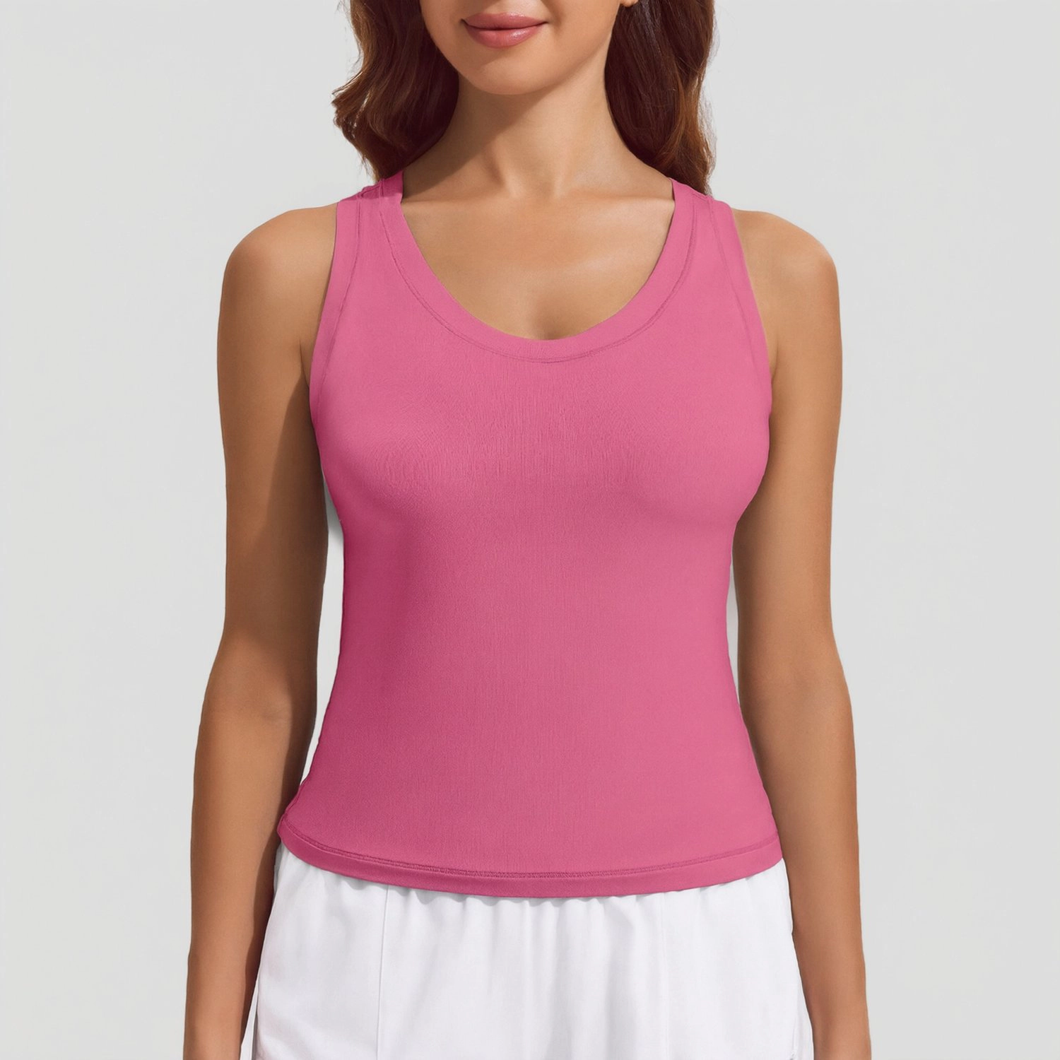 Pinspark Womens Scoop Neck Ribbed Tank Tops Sleeveless Solid Casual Summer Basic Tops