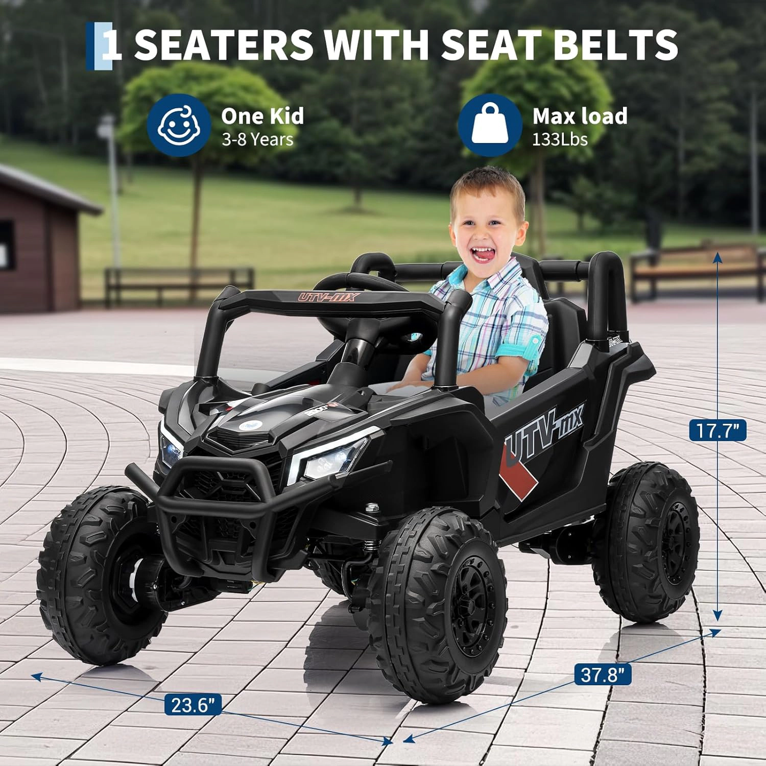 12V Kids Ride On UTV Truck with Remote, Switchable 4WD/2WD, Spring Suspension, EVA Tires, Bluetooth, Music & LED Lights