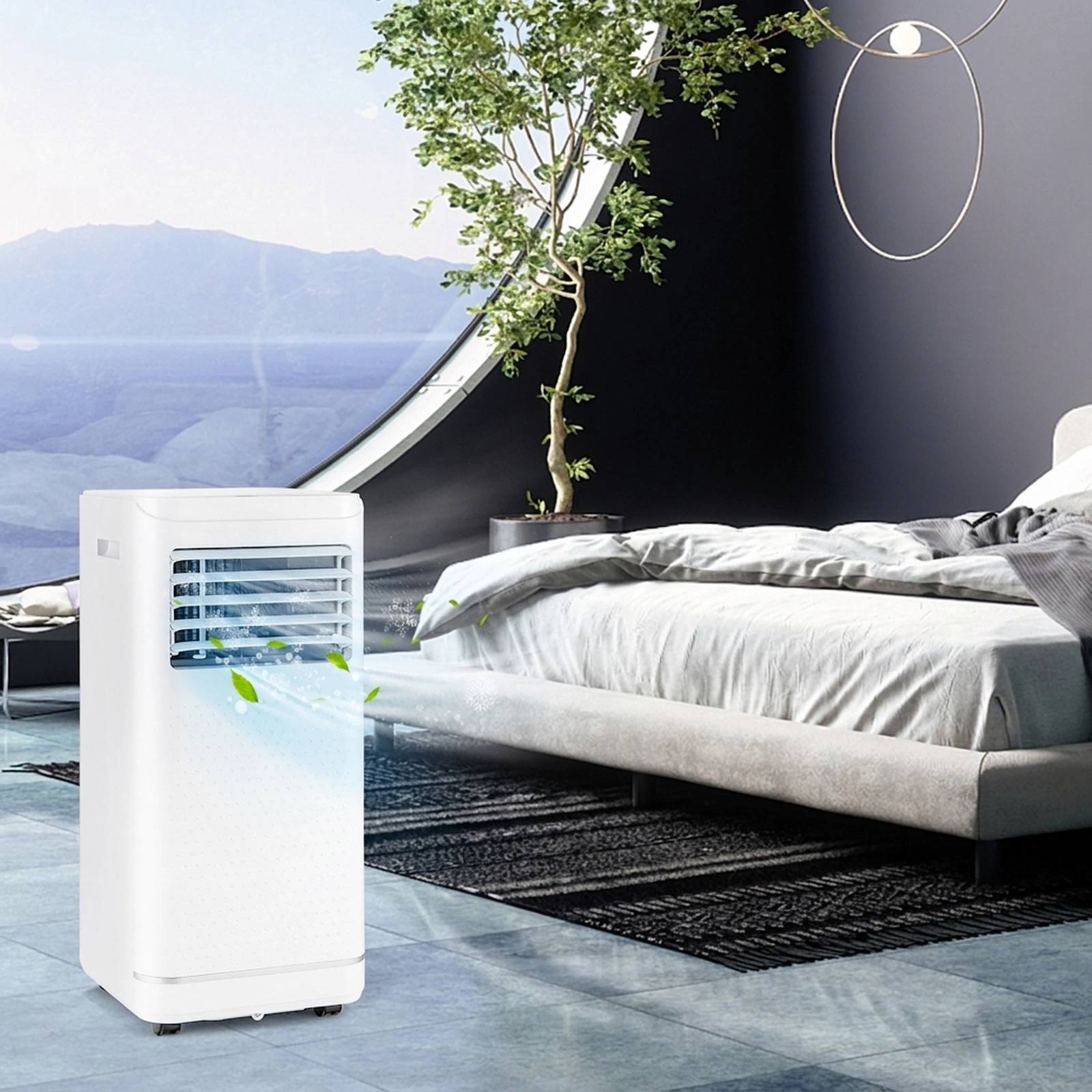 SUGIFT 8000 BTU Portable Air Conditioner with Dehumidifier and Fan Mode 27.5-in Tall 250-350-sq-ft Coverage White