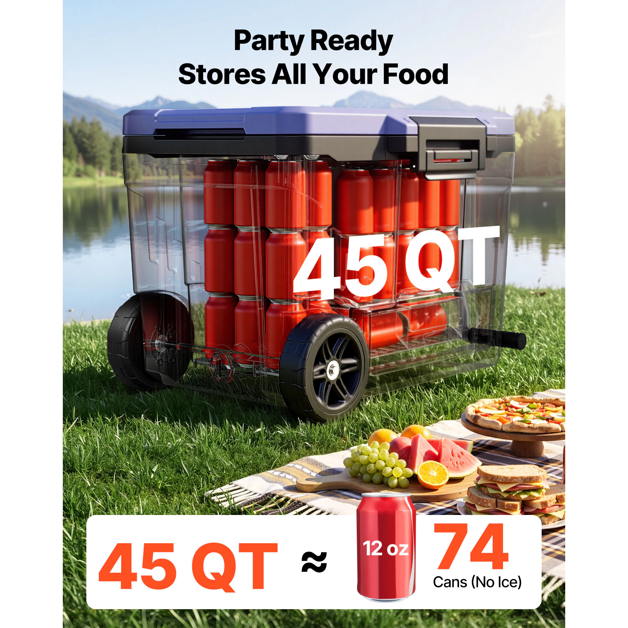 HONGGE Portable Cooler with Ice Retention for Picnics