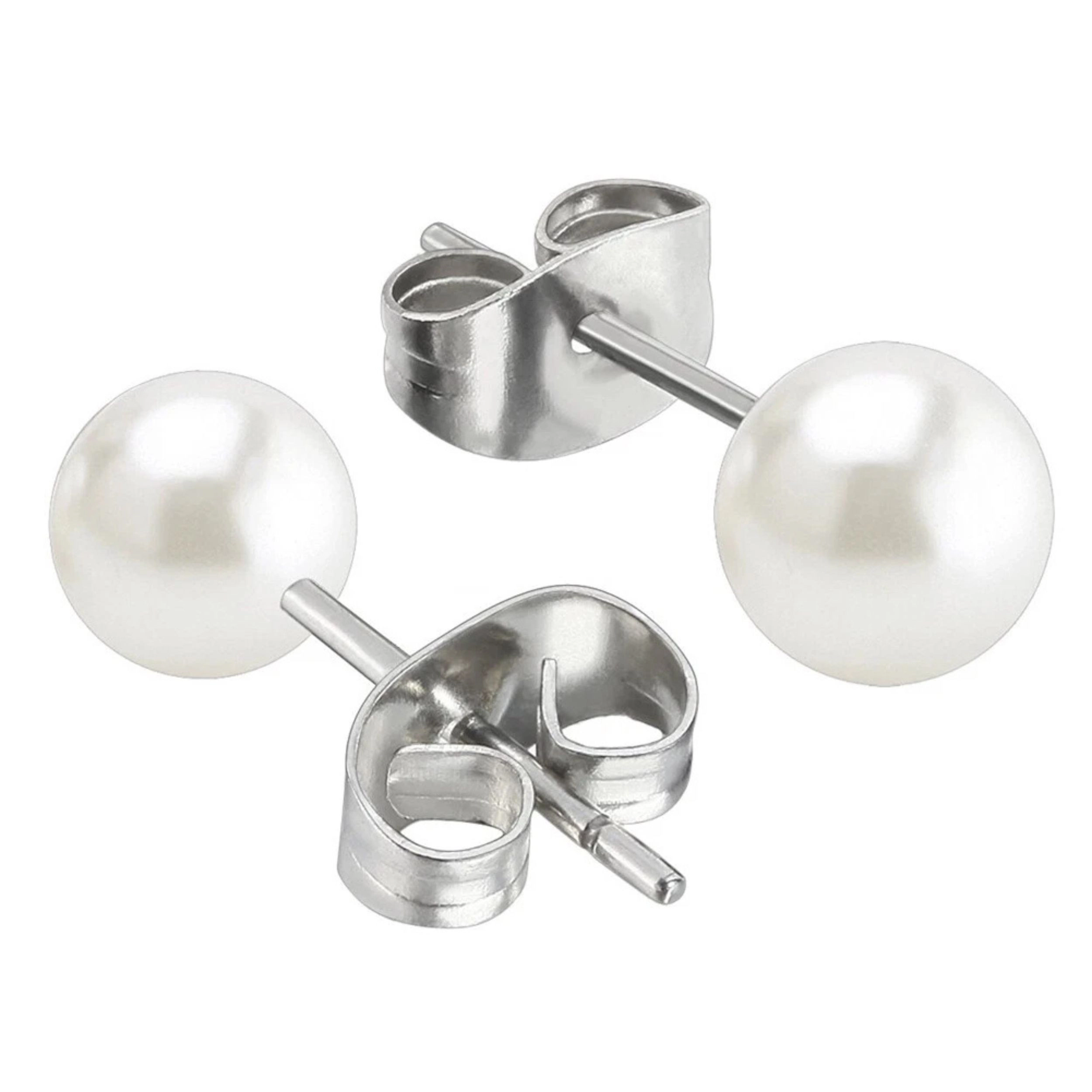 Home Collection 6 Pairs Faux Pearl Stud Earrings Set S925 Silver Posts
