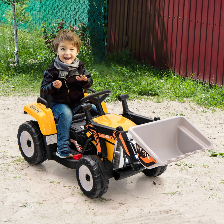 Hivvago 12V Battery Powered Kids Ride on Excavator with Adjustable Arm and Bucket