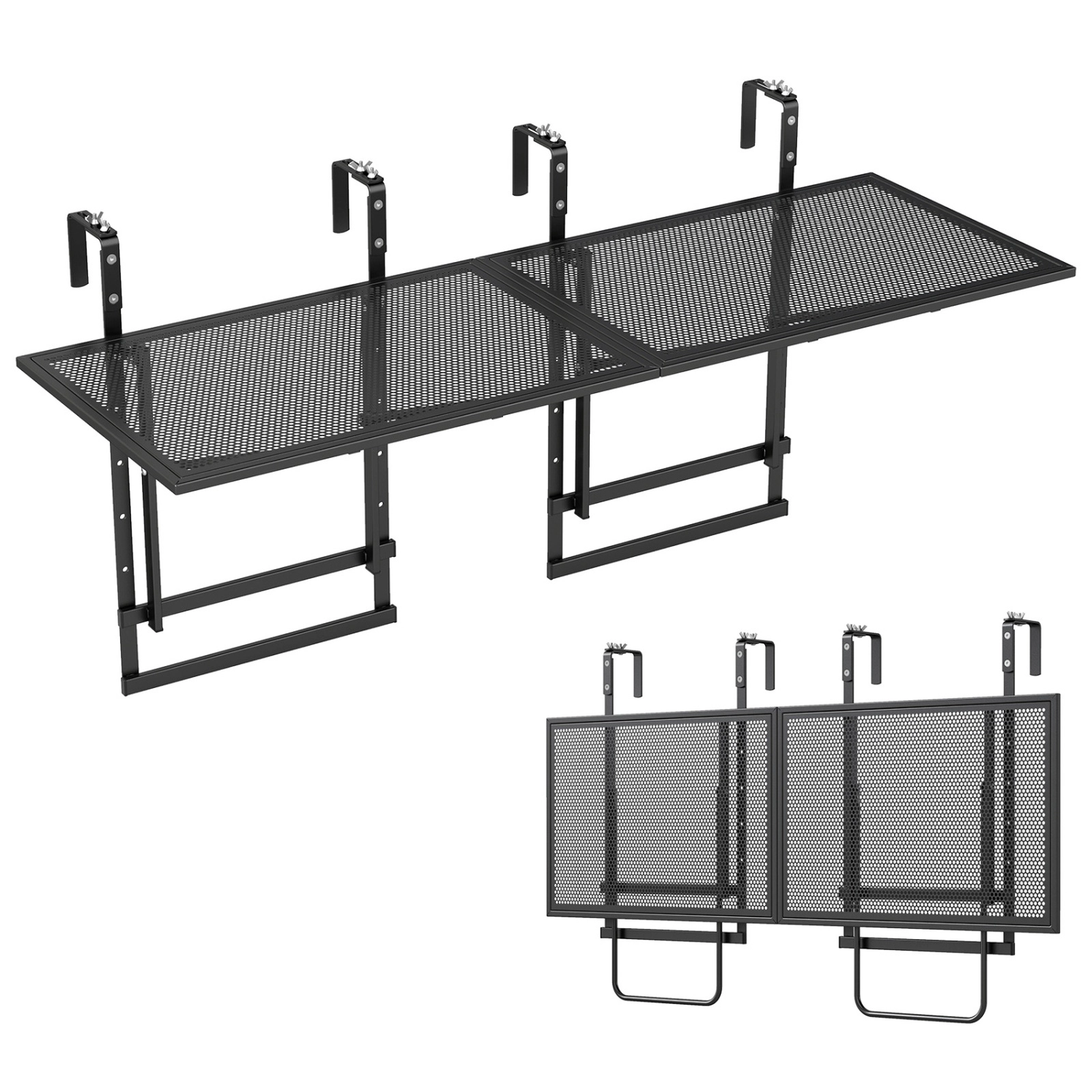 SUGIFT 48-in Balcony Railing Bistro Table 2-Piece Set 5-Level Height 45-lb per Table 1.5-3.5-in Clamp Black