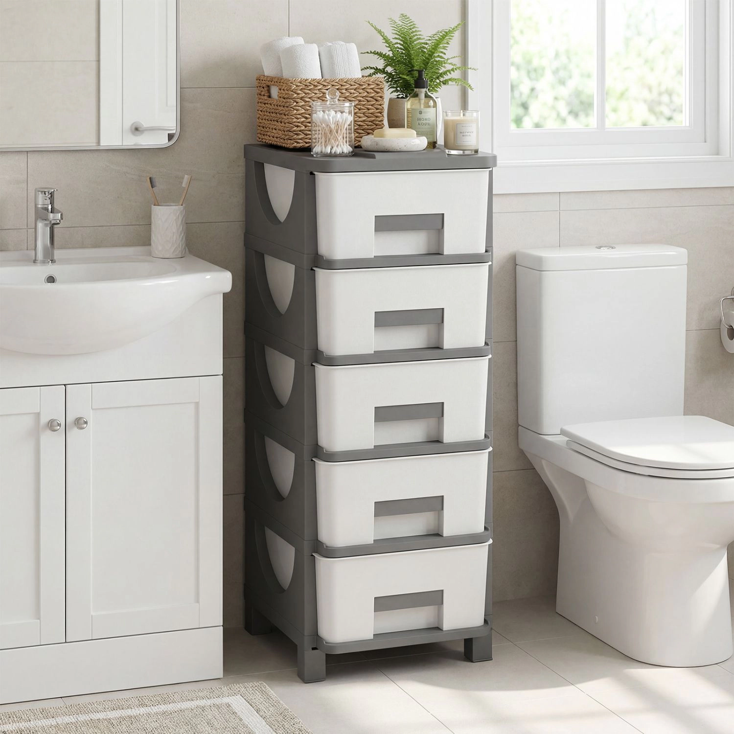 SlickBlue 5 Drawer Plastic Organizer Cabinet for Bedroom Bathroom