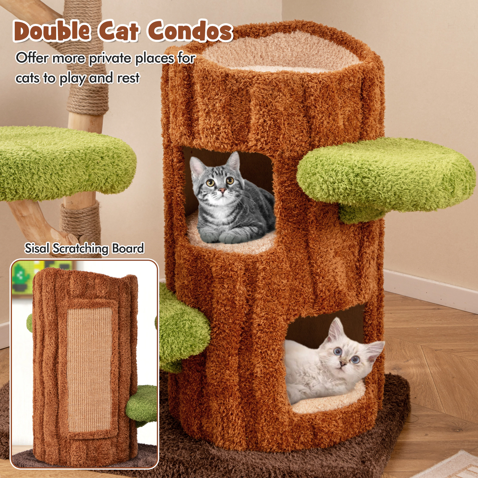 SlickBlue Large Cat Tree Tower with Scratching Posts and Cat Houses