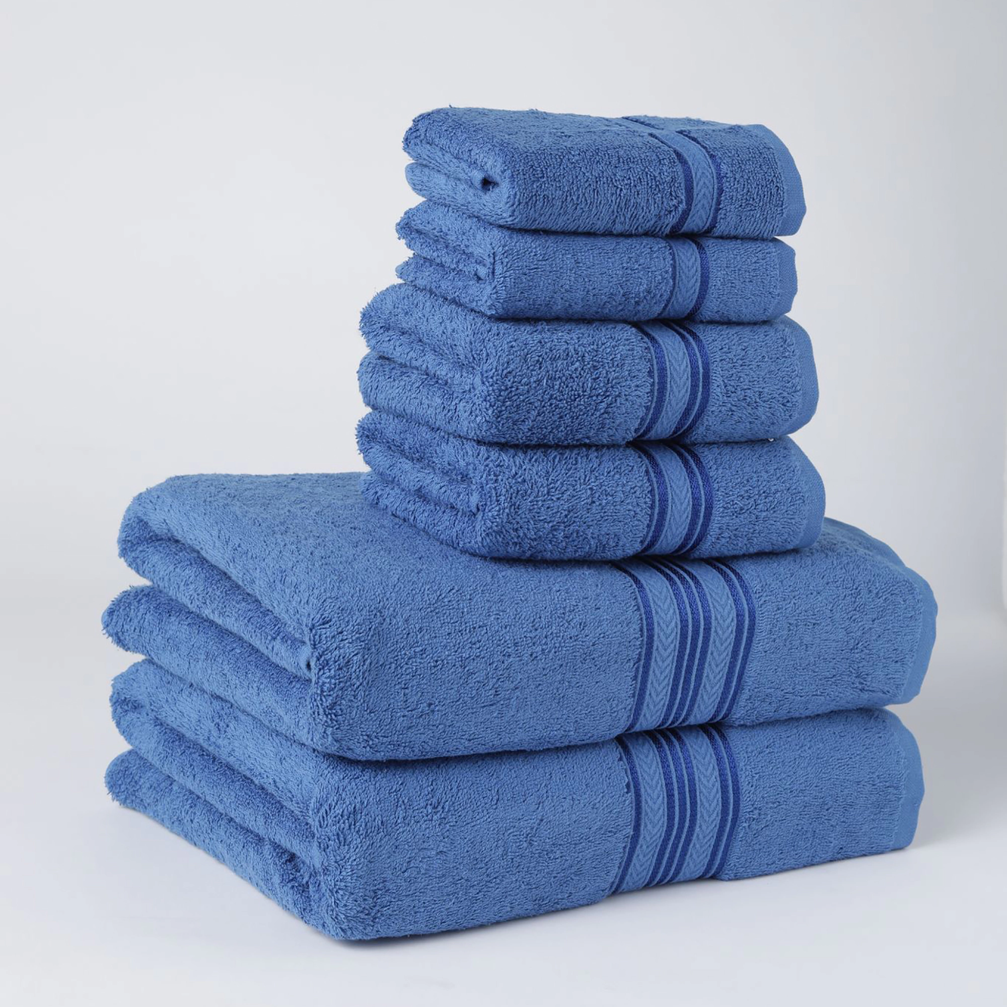 Plazatex Luxurious All Season Towel Set Durable and Breathable Material 6 Piece Navy