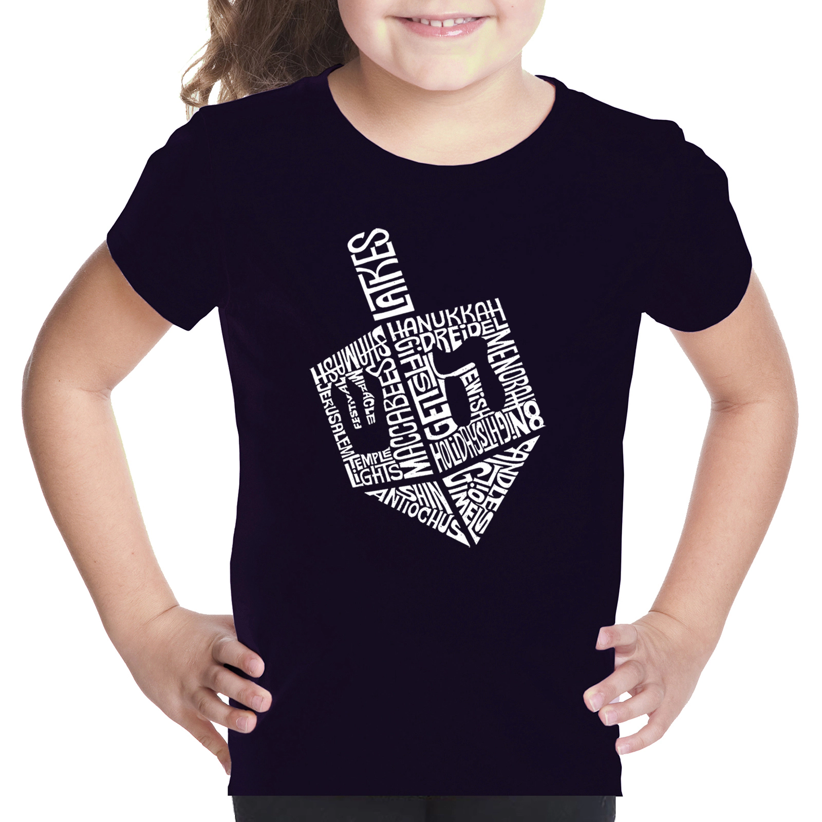 LA Pop Art Girls Word T-Shirt - Hanukkah Dreidel