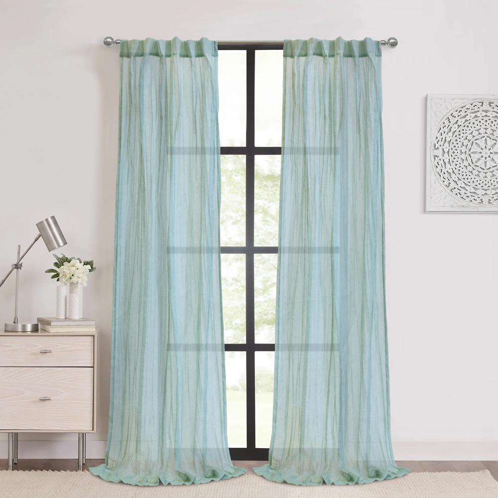 Habitat Paloma Sheer Dual Header Stylish and Functional Curtain Panel 52" x 95" Pale Thyme