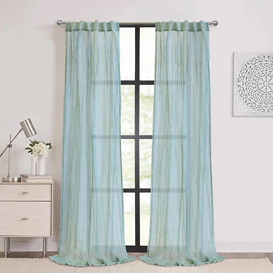 Habitat Paloma Sheer Dual Header Stylish and Functional Curtain Panel 52" x 95" Pale Thyme