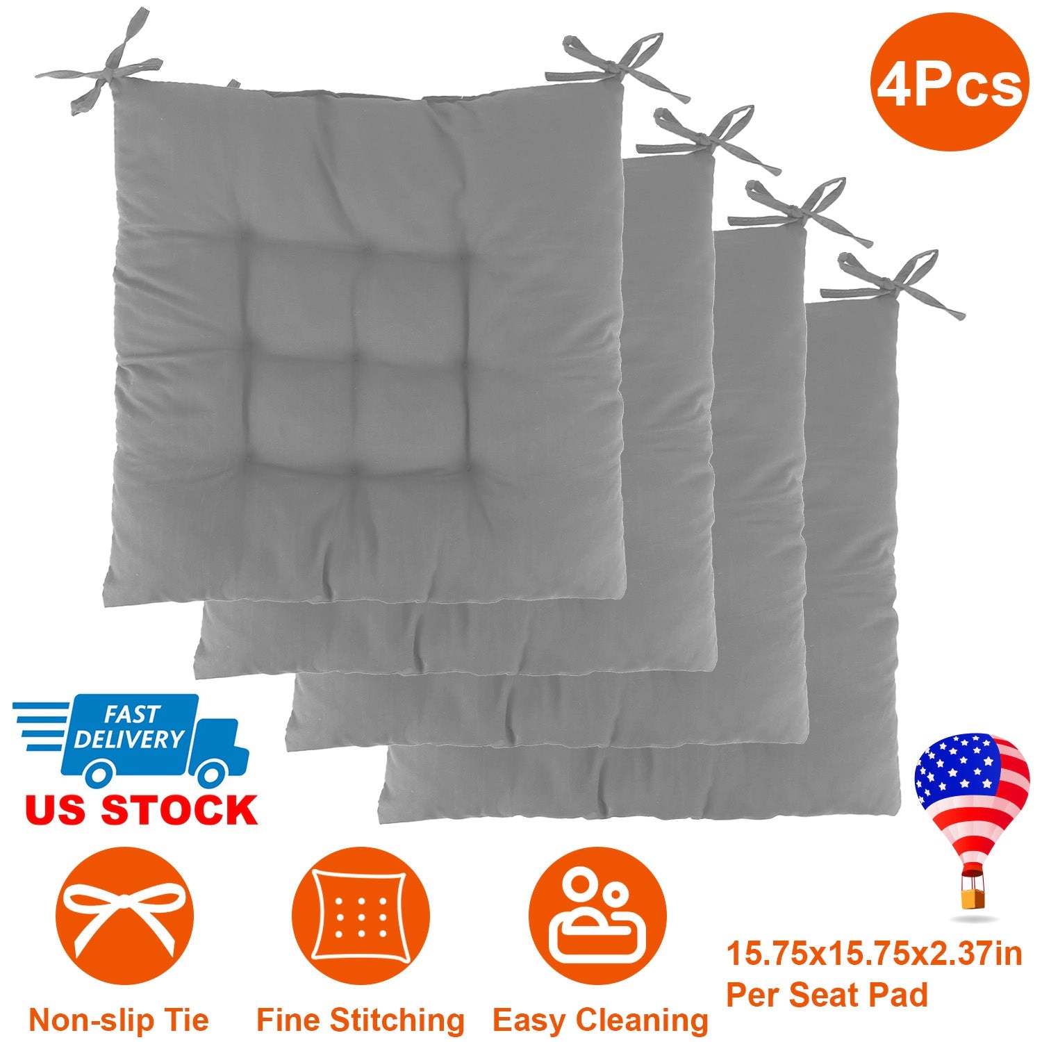GBruno Soft Tie-On Square Chair Cushion Pads