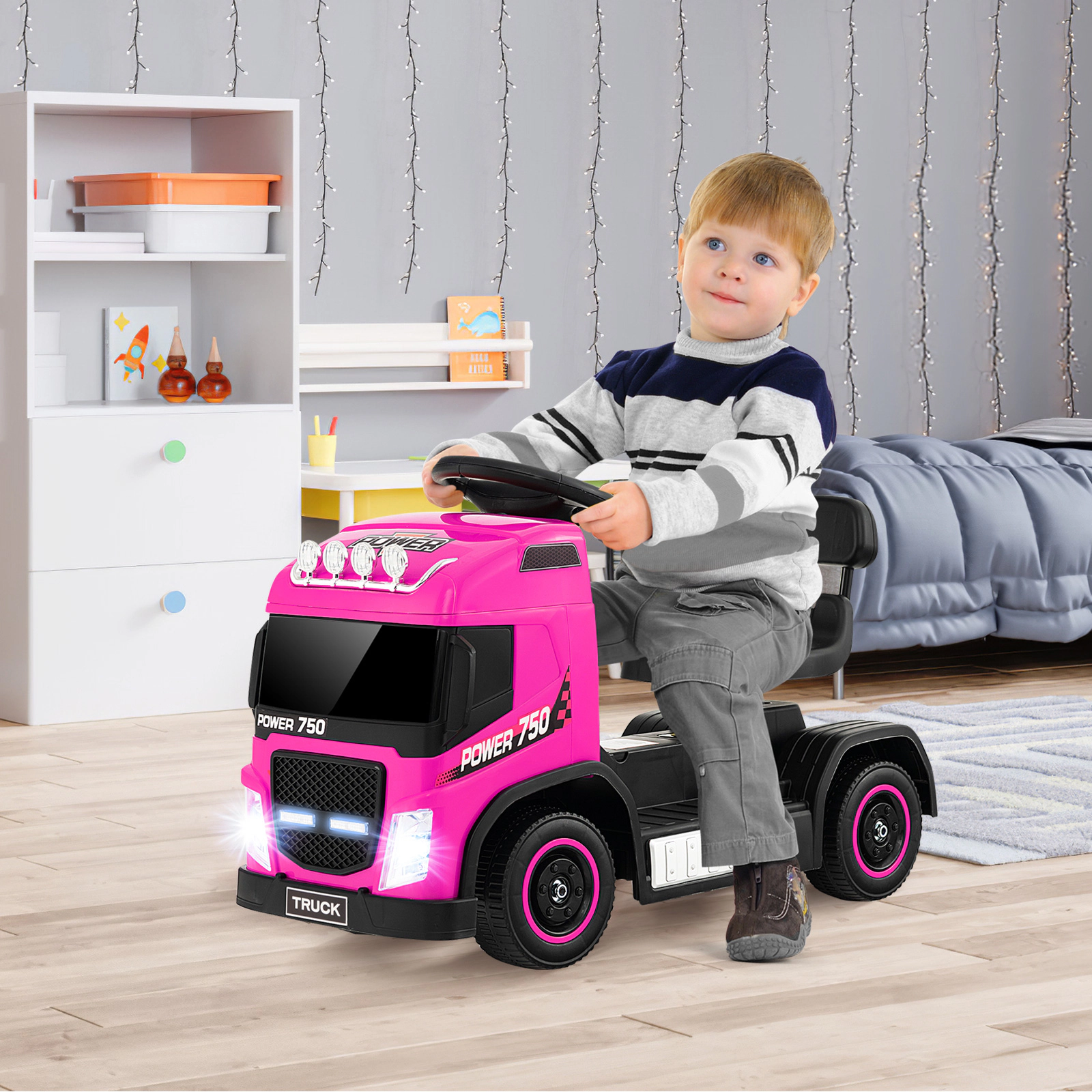 LJG 6V Kids Electric Ride-on Truck with Height Adjustable Seat
