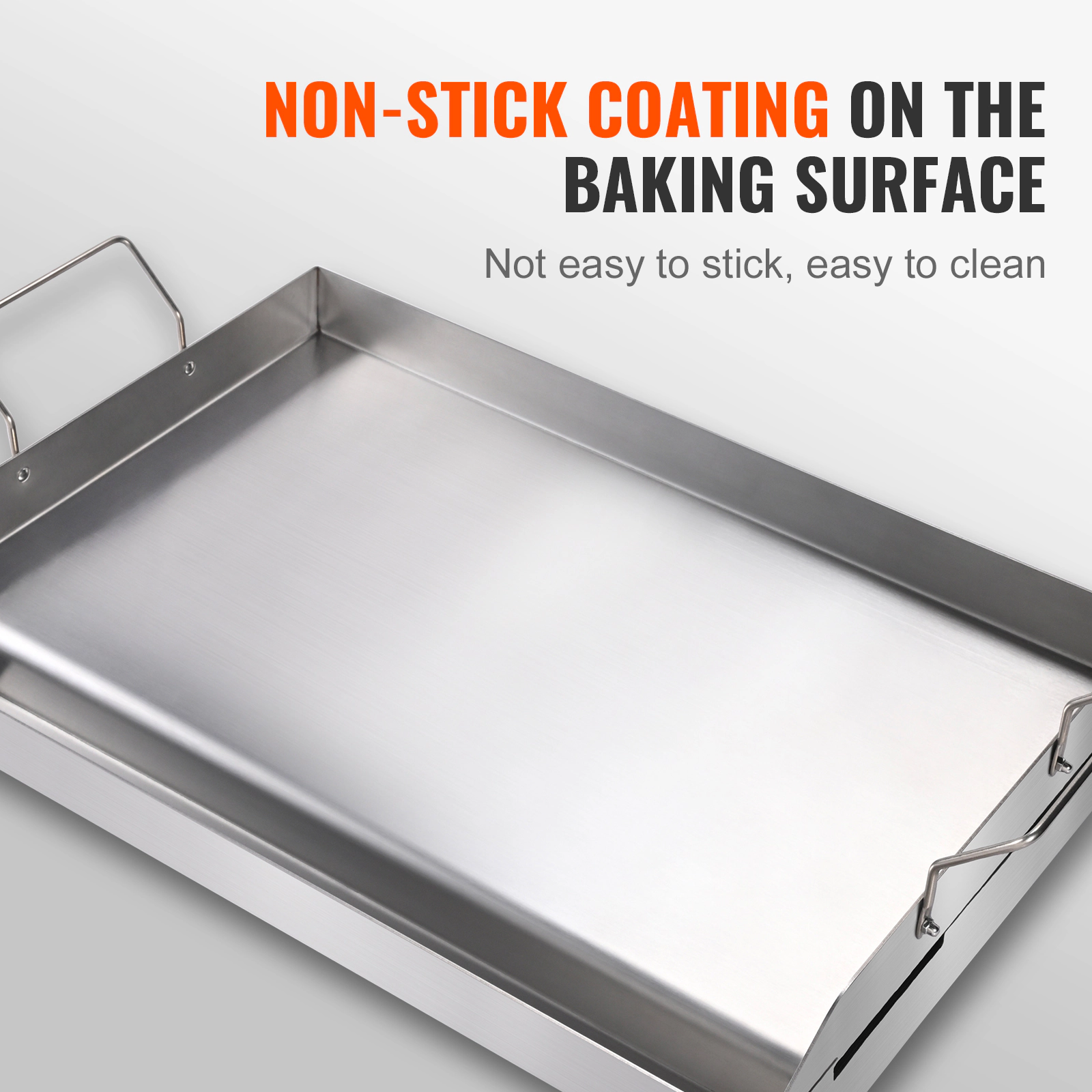 HONGGE 23.5 x 16 Inch Double Burner Stove Top Griddle, Non-Stick Stainless Steel Grill Pan with Oil Groove & Handle