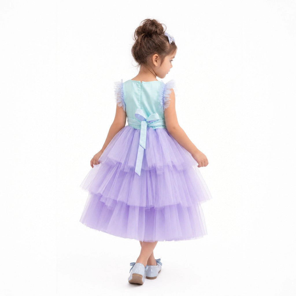 Faeella Girls Lilac Dream Tiered Tulle Birthday Dress