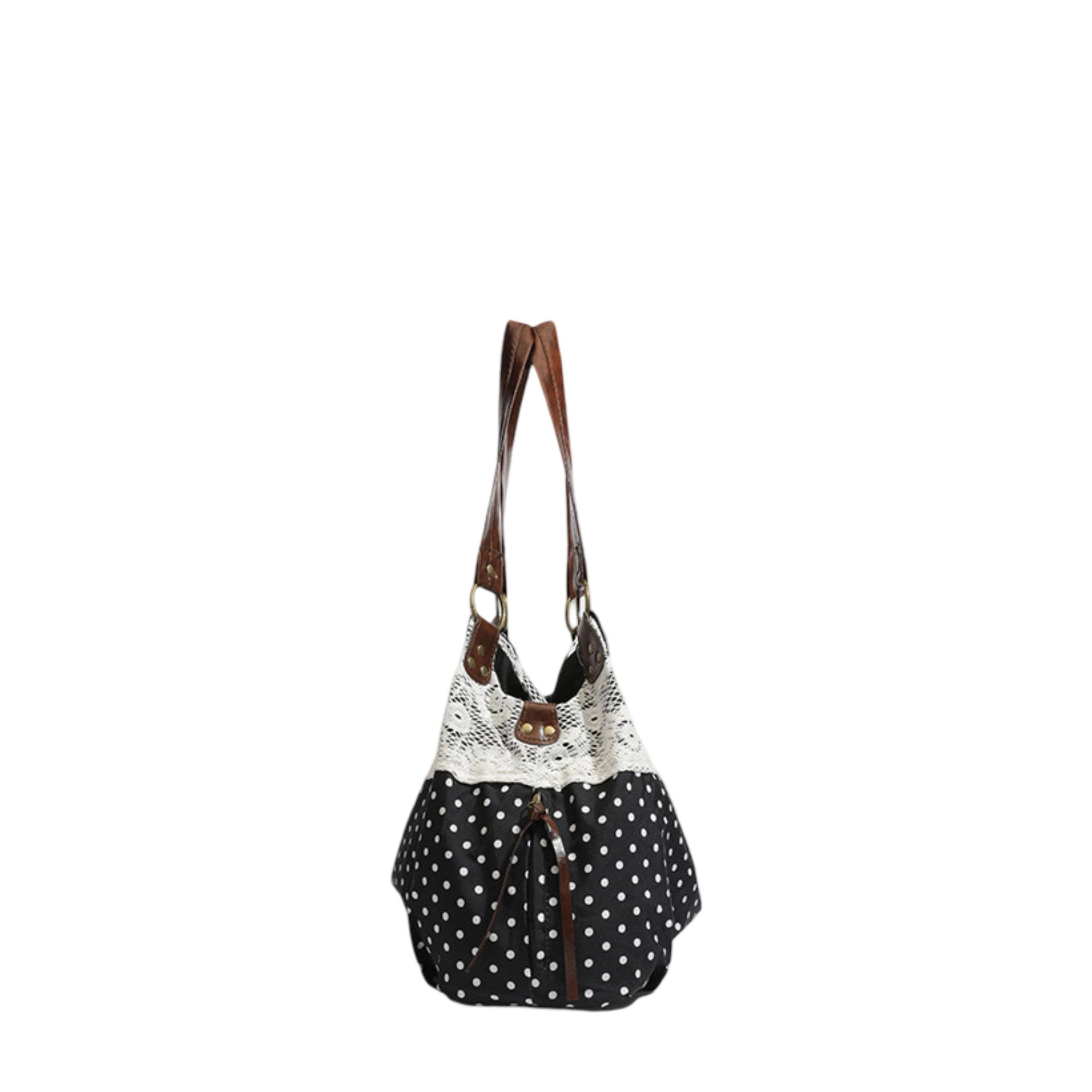 Alilang Women's Polka Dot Lace Accent Shoulder Bag for Women