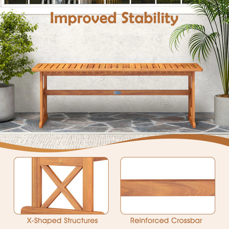 Hivvago 51 Inches Outdoor Acacia Wood Bench With Slatted Seat And 800 Lbs Weight Capacity