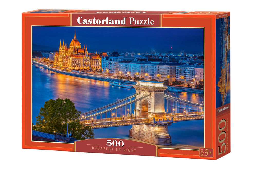CASTORLAND 500 Piece Jigsaw Puzzles, Budapest by Night, Hungary, Riverside, City at night, B-53940