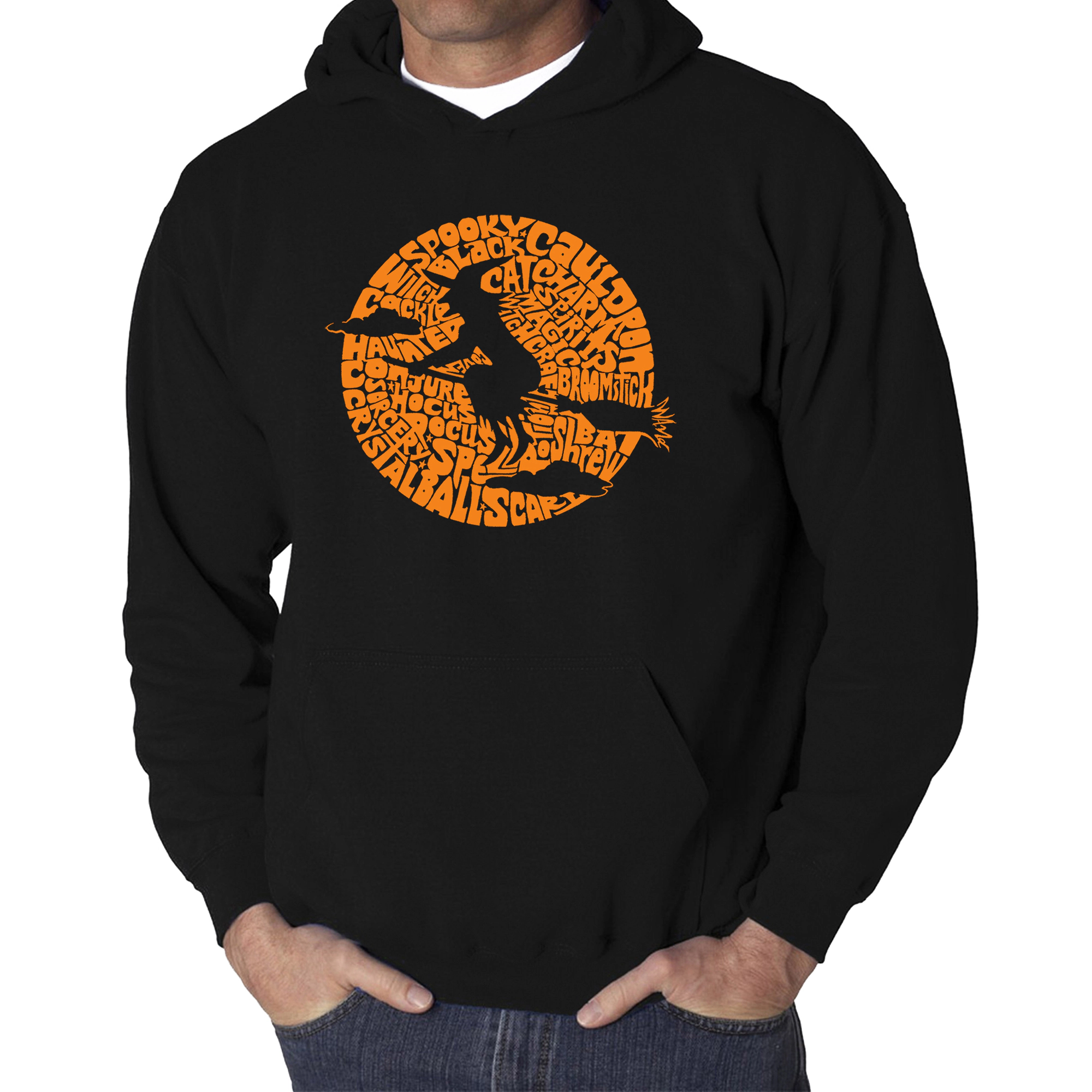 LA Pop Art Men's Word Hooded Sweatshirt - Spooky Witch