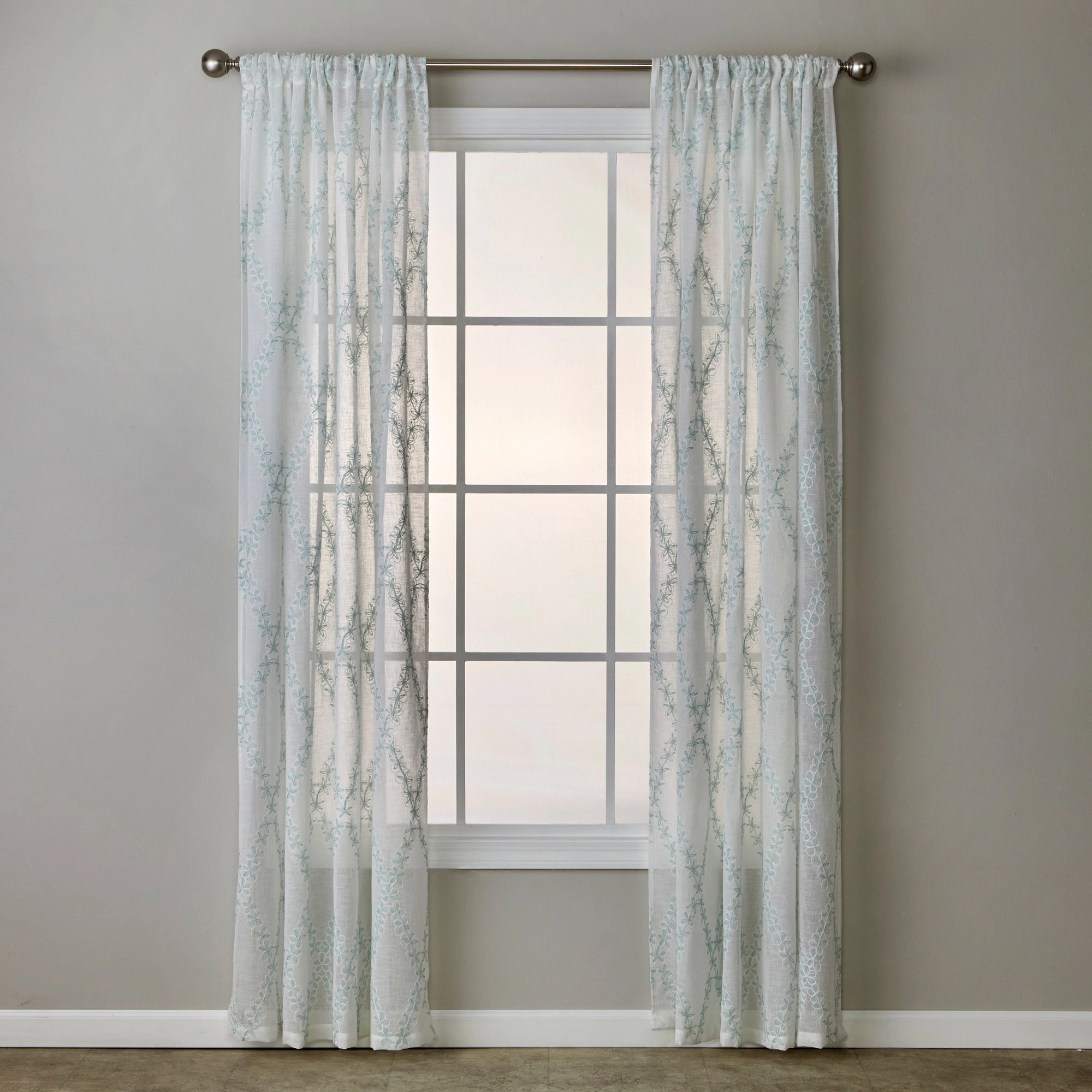 SKL Home By Saturday Knight Ltd Diamond Vine Window Curtain Panel - 52X84", White