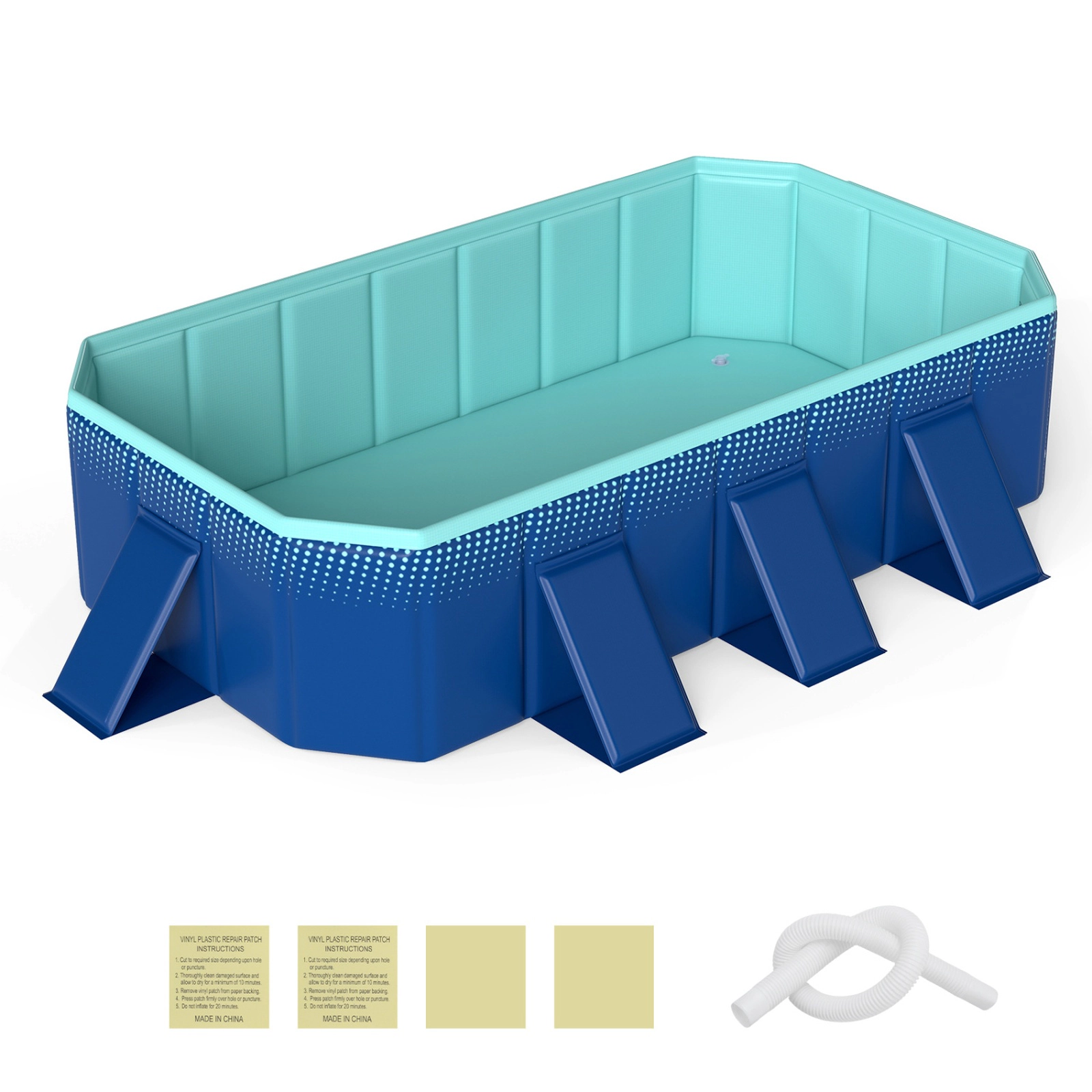 SUGIFT 99 x 52-in 881-lb Capacity Navy Non-Inflatable Foldable Above Ground Swimming Pool with Drain Hose