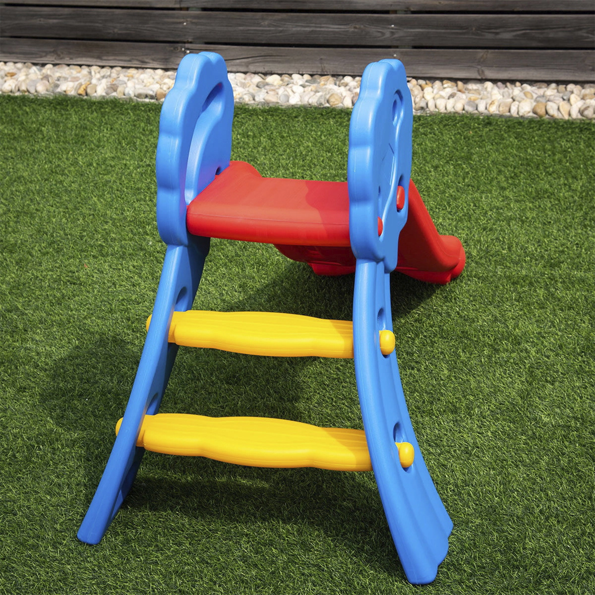 SUGIFT Kids Blue Folding Indoor Outdoor Slide with Easy-Climb Steps 52.5-in W 28-in H 110-lb Child Capacity
