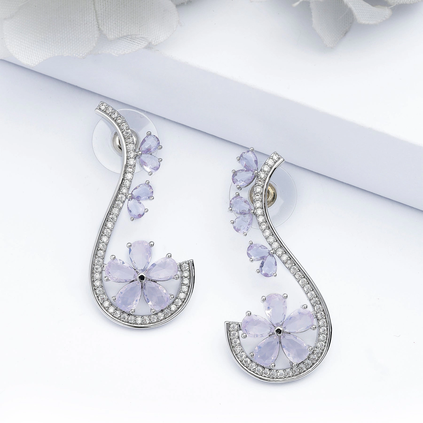 AGP PARIS Womens Blooming Purple Drop Earrings