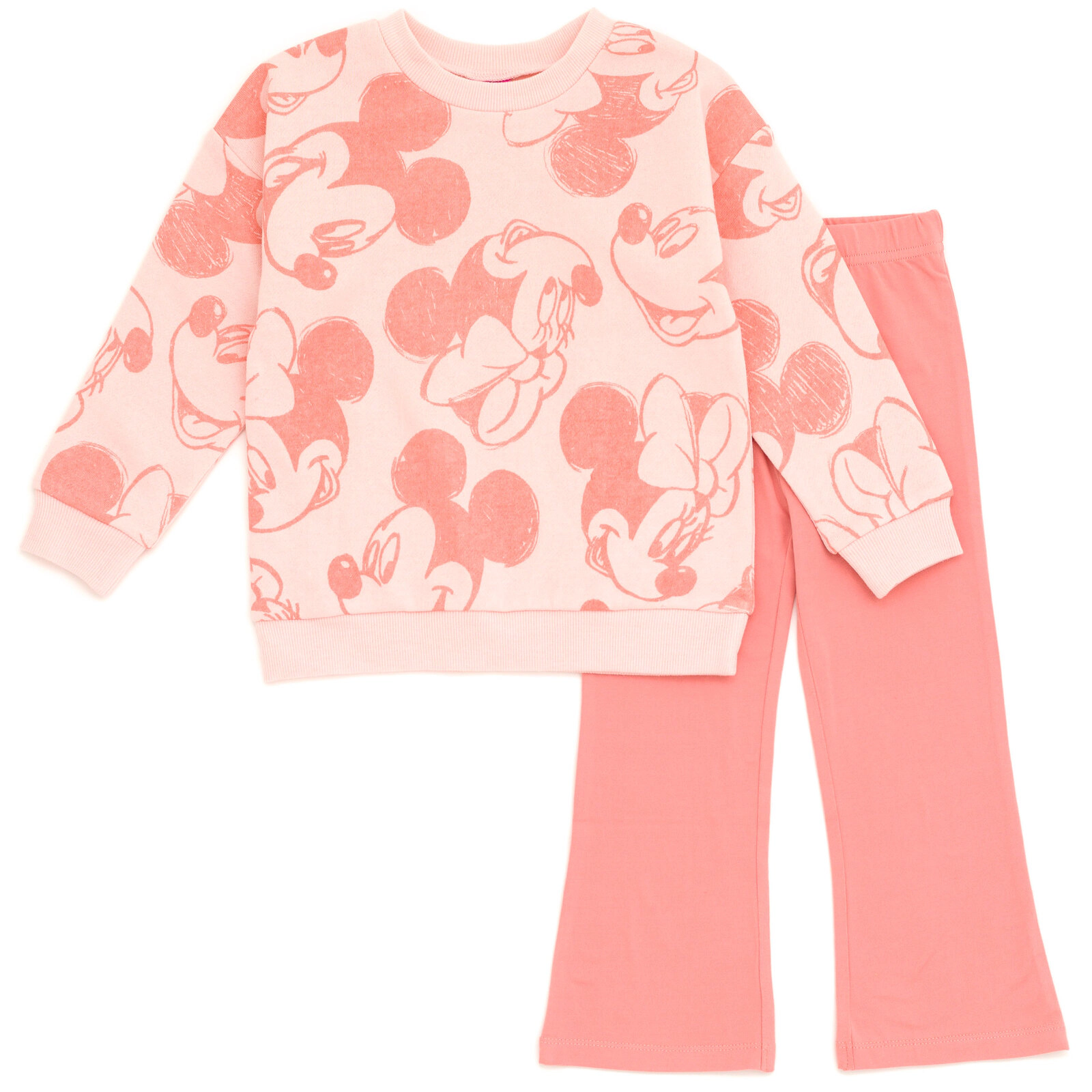 Disney Mickey Mouse & Friends Girls' 2-Piece Sweatshirt and Flare Leggings Set