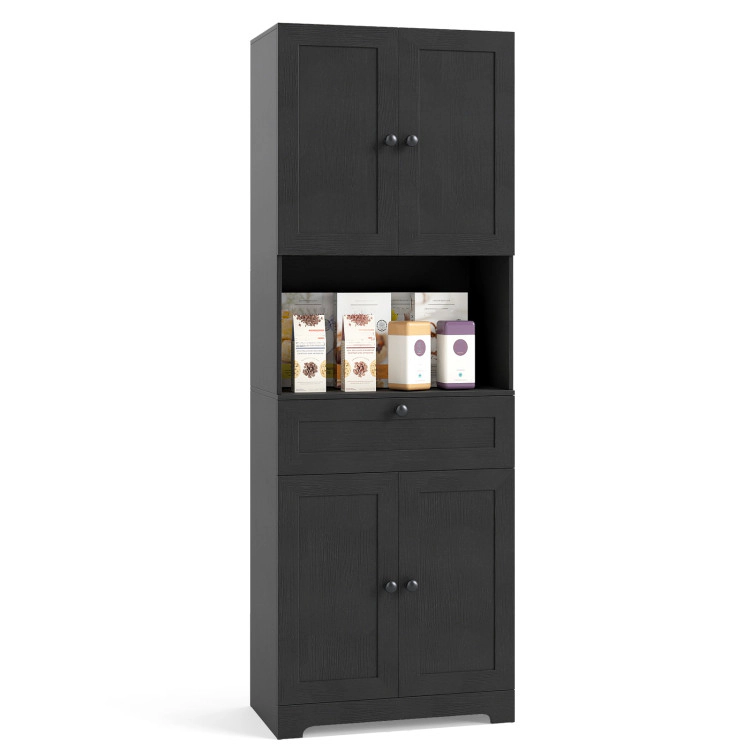 Hivvago 67.5 Inch Tall Modern Freestanding Floor Storage Cabinet With 4 Doors And 1 Drawer