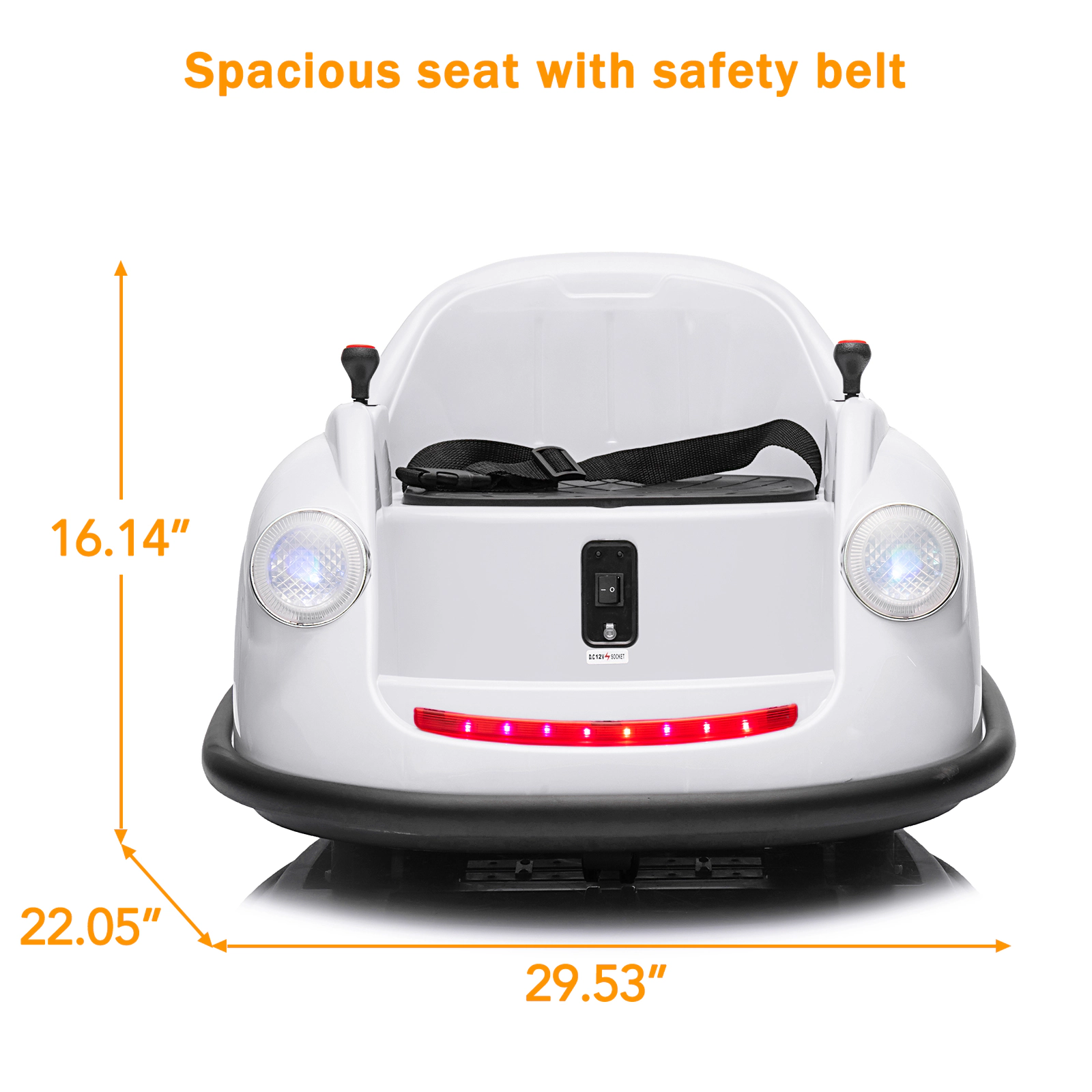 12V Kids Bumper Car w/Remote, 2-Speed Electric Ride On Toy, 360° Spin, Music, LED Lights, Safety Belt