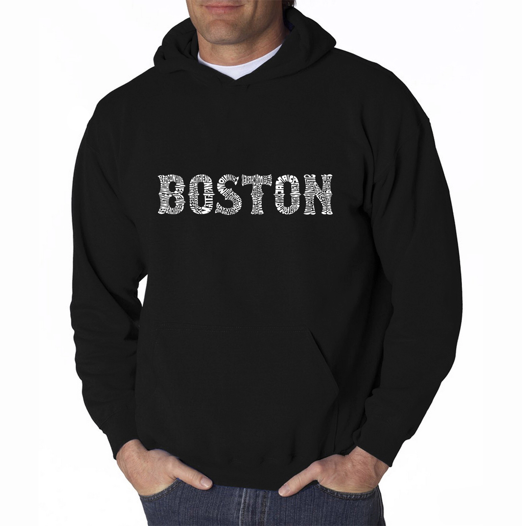LA Pop Art Boston Neighborhoods - Mens Word Hooded Sweatshirt